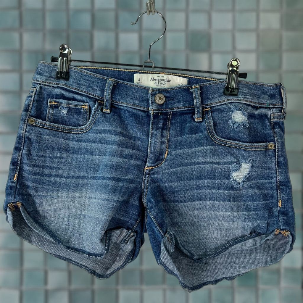 Abercrombie & Fitch Abercrombie And Fitch New York Womens Blue Denim Short Distressed Cut Off Size 4 Size 30" / US 8 / IT 44 - 1 Thumbnail