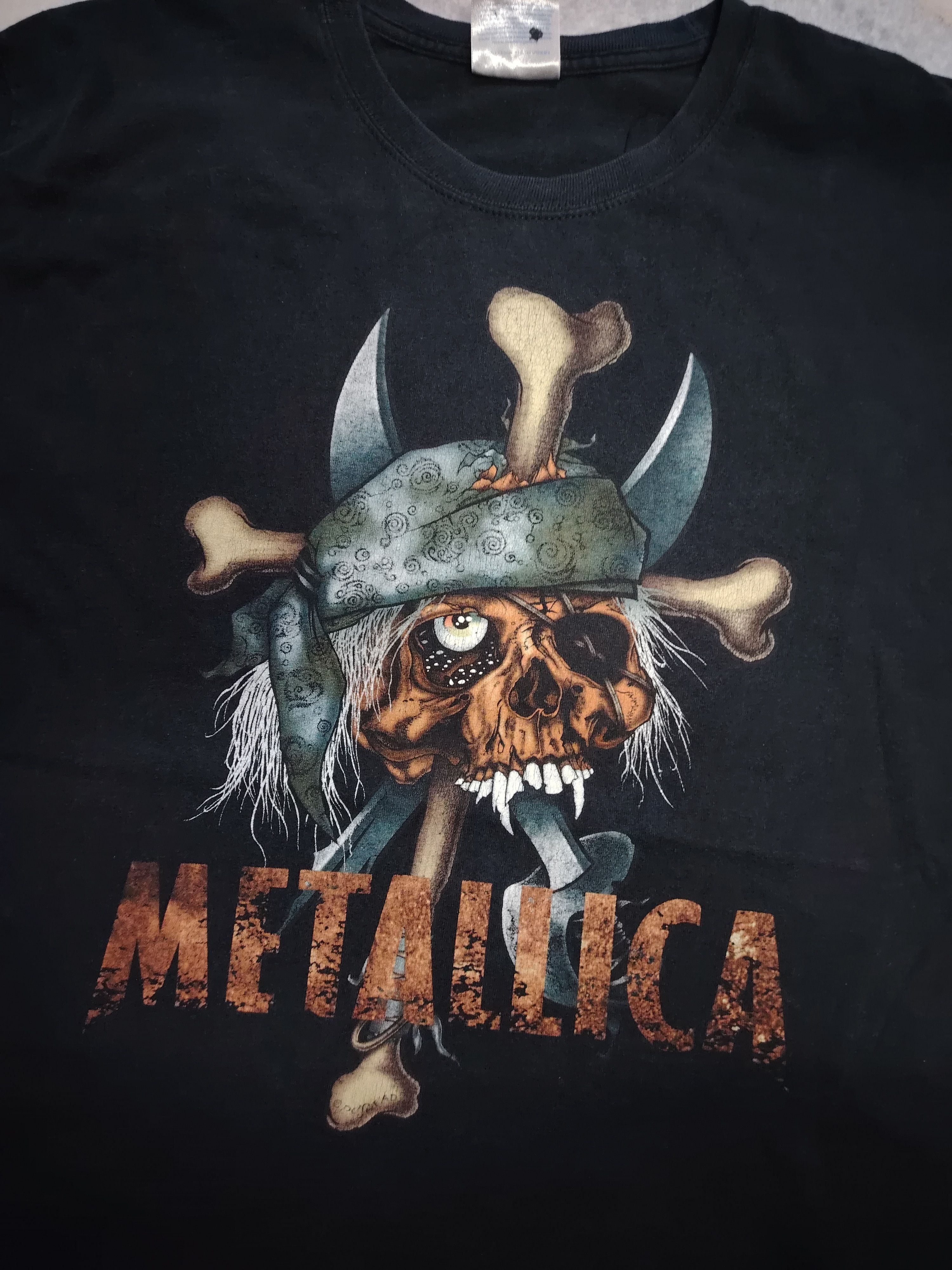 Band Tees × Vintage Vintage 2002 METALLICA PUSHEAD PIRATE SKULL T Shirt Size US L / EU 52-54 / 3 - 2 Thumbnail