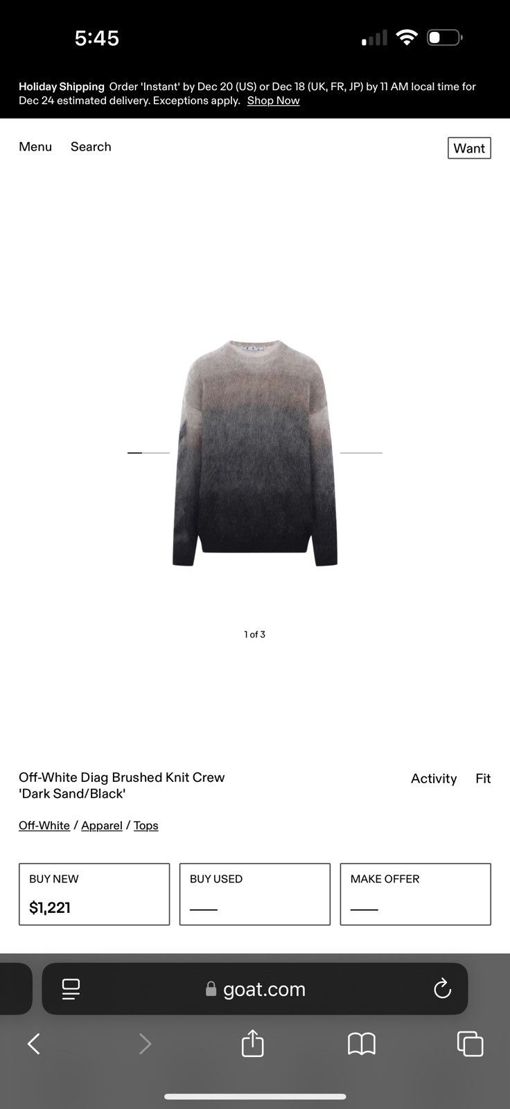 Off-White Off-White diag brushed knit crewneck Size US S / EU 44-46 / 1 - 4 Thumbnail