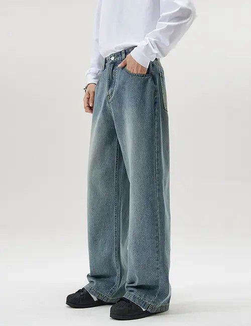 Japanese Brand Pants Men's American loose straight wide-leg jeans Size US 32 / EU 48 - 2 Thumbnail