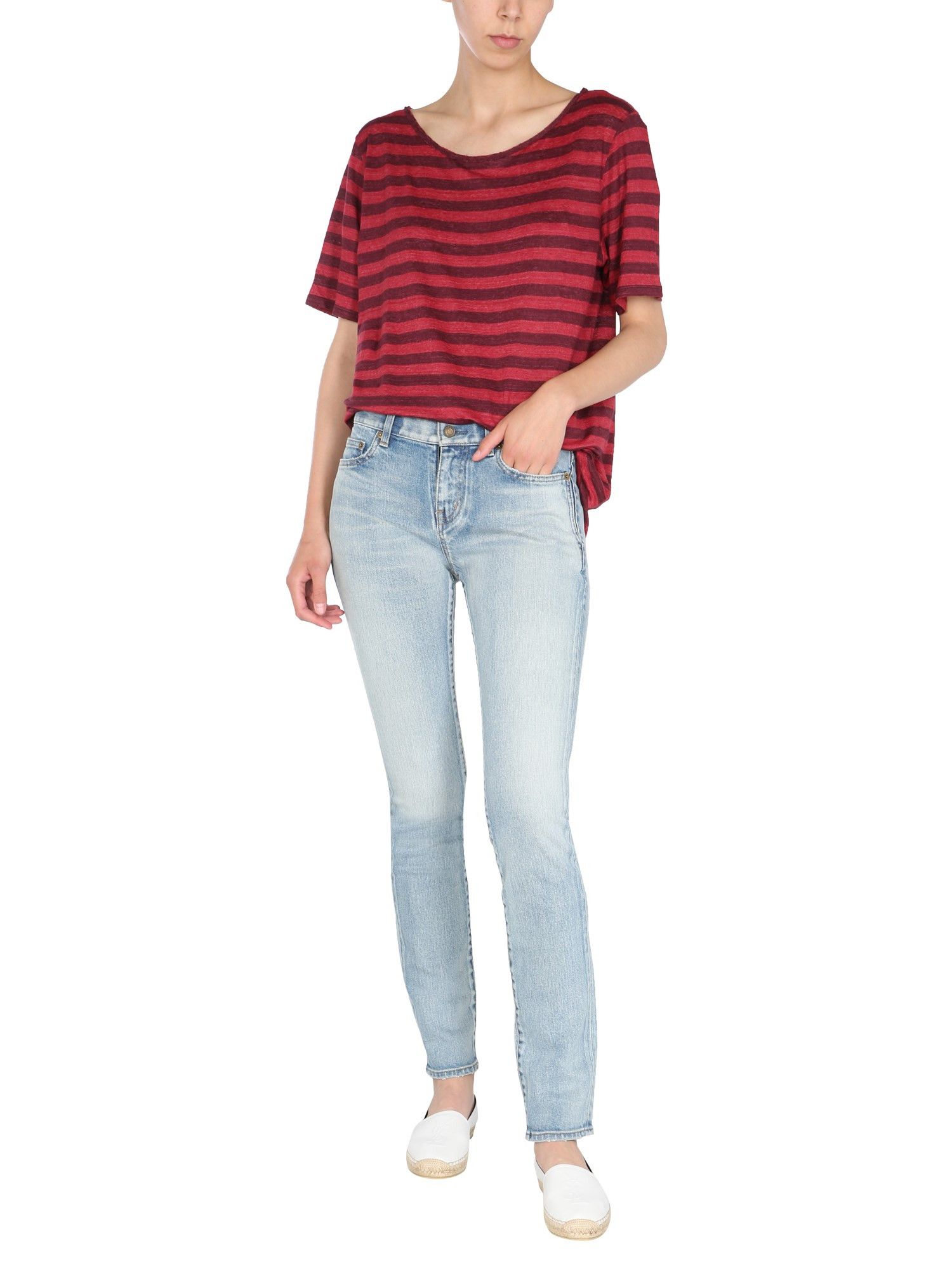 Saint Laurent Paris o1la1rc1a0425 649116 Dégradé-Striped Boyfriend T-Shirt Size M / US 6-8 / IT 42-44 - 4 Thumbnail