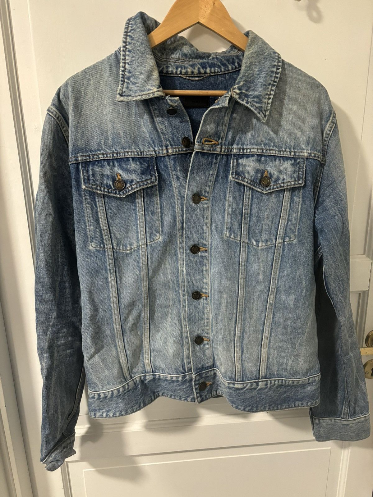 Saint Laurent Paris Saint Laurent Paris YSL Military Patch Blue Denim Jacket Size US XL / EU 56 / 4 - 2 Thumbnail