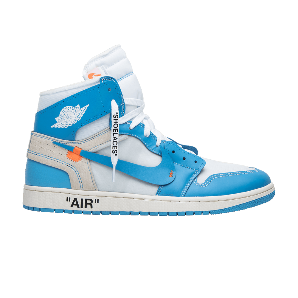 image of Off-White X Air Jordan 1 Retro High OG Unc Shoes in Blue, Men's (Size 5)