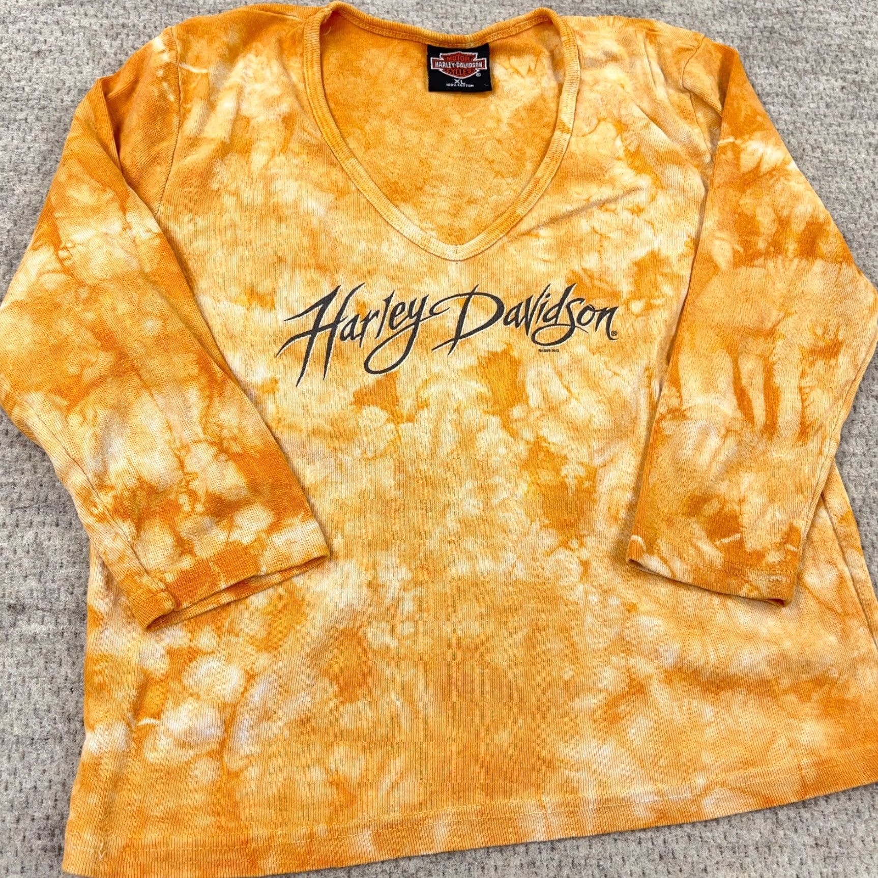 Harley Davidson VINTAGE Harley-Davidson Shirt Women XL Orange Tee 90s 1999 Tir Dye Spellout - Harley-Davidson Shirt Women XL Orange 90s 1999 Tir Dye Spellout Size XL / US 12-14 / IT 48-50 - 5 Thumbnail