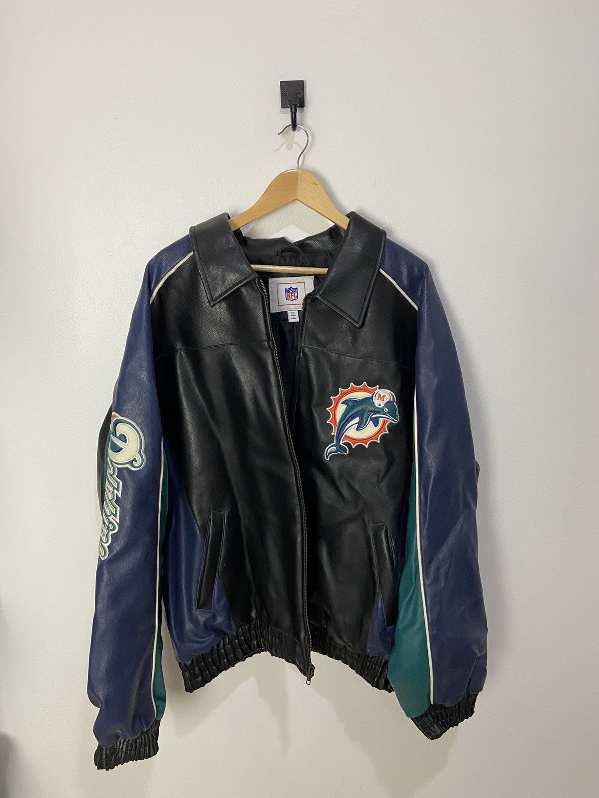 NFL × Vintage 90’s Miami Dolphins leather jacket Size US XL / EU 56 / 4 - 1 Thumbnail