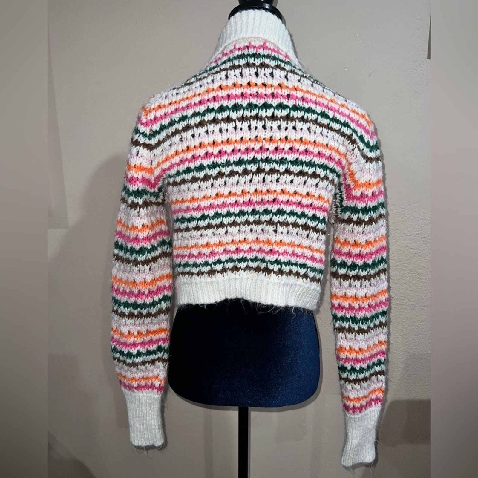 Zara Zara Knit Rainbow Stripe Button Up Cardigan Sweater Sz S Size S / US 4 / IT 40 - 4 Thumbnail