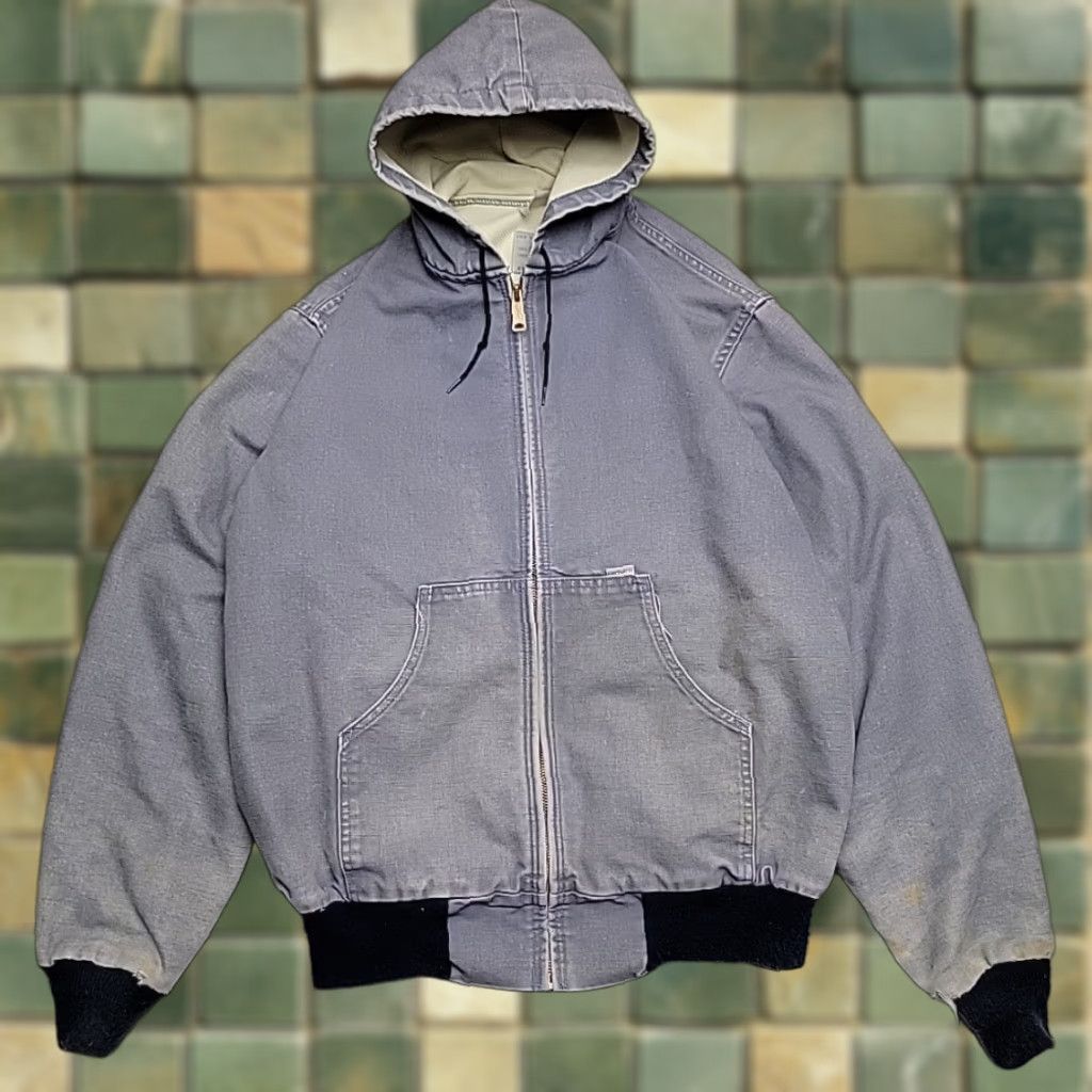 Carhartt VINTAGE Carhartt Jacket Mens XL Blue Canvas Hooded Thermal JR118 1989 100th Anniversary Workwear Casual, Outdoor, USA, American, Pockets Size US XL / EU 56 / 4 - 1 Thumbnail