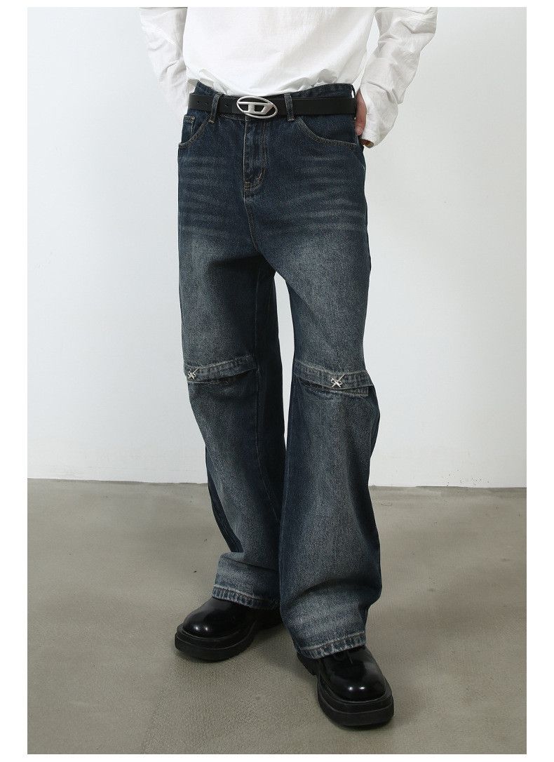 Japanese Brand × Vintage Distressed washed fashionable straight ripped jeans y2k Size US 32 / EU 48 - 3 Thumbnail