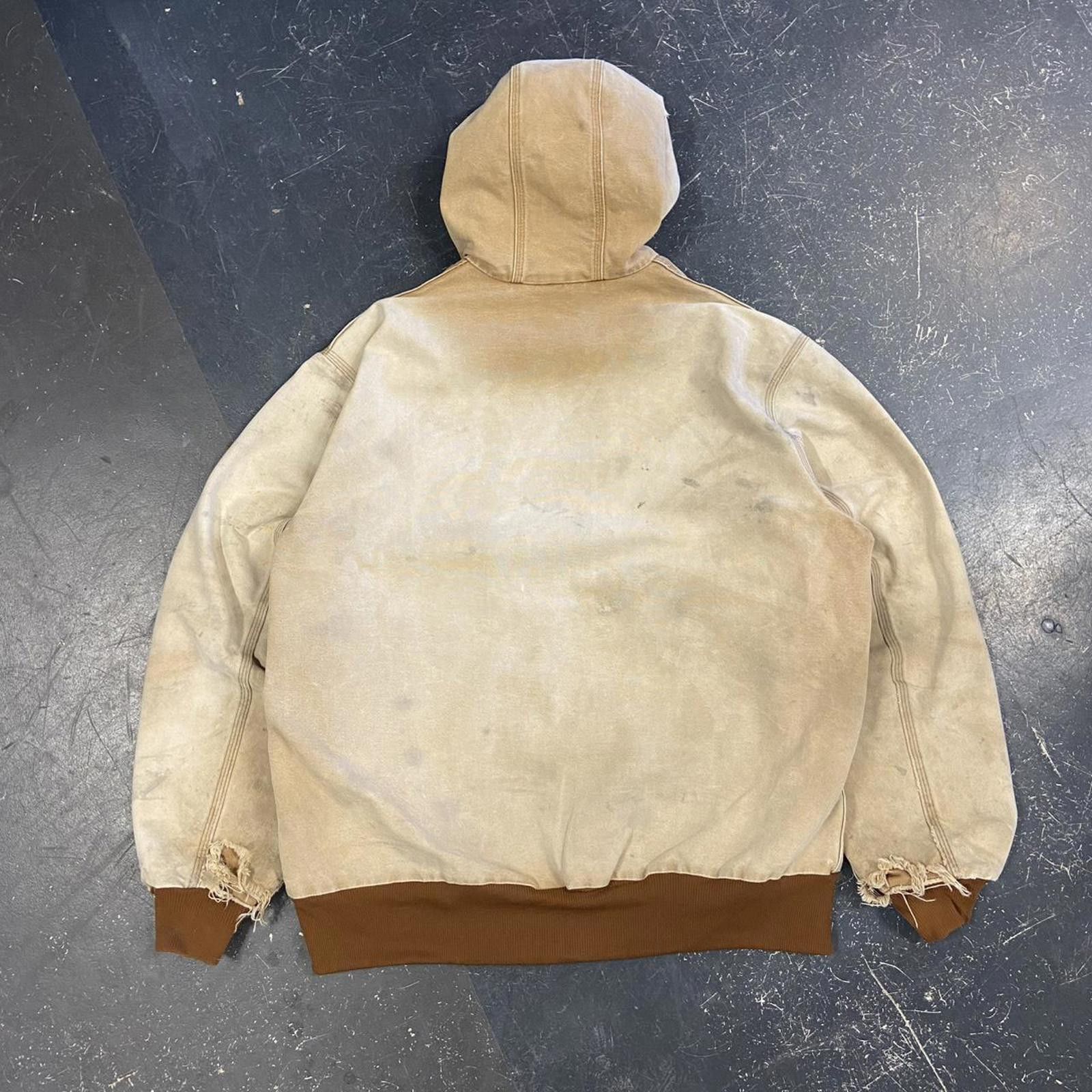 Vintage Faded / Distressed Carhartt Tan Active Hooded Jacket