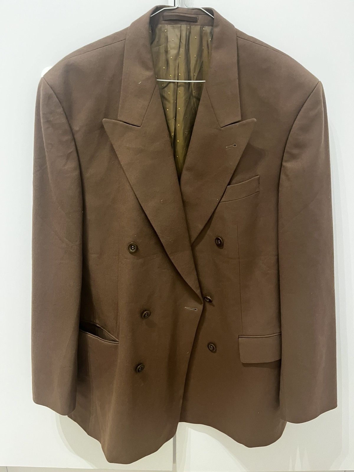 BENVENUTO. Vintage Benvenuto Double-Breasted Blazer 90s Chocolate Brown Size 54R - 9 Thumbnail