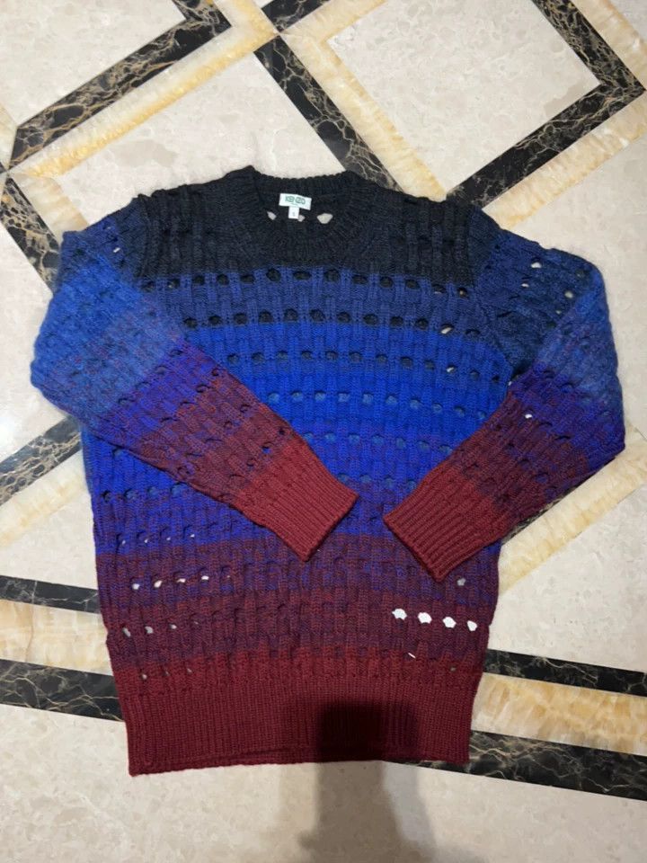 Kenzo KENZO Gradient Openwork Knitted Sweater, Size S, Wool Size S / US 4 / IT 40 - 1 Thumbnail