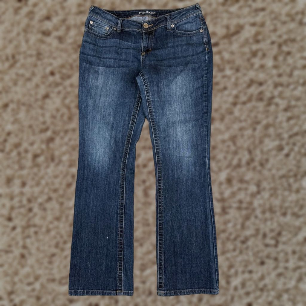 Vintage Maurices Jeans Women 8 Blue Denim Bootcut Low Rise 32x30 Cotton Blend 5-Pocket Zipper Distressed Medium Wash Size 30" / US 8 / IT 44 - 1 Thumbnail