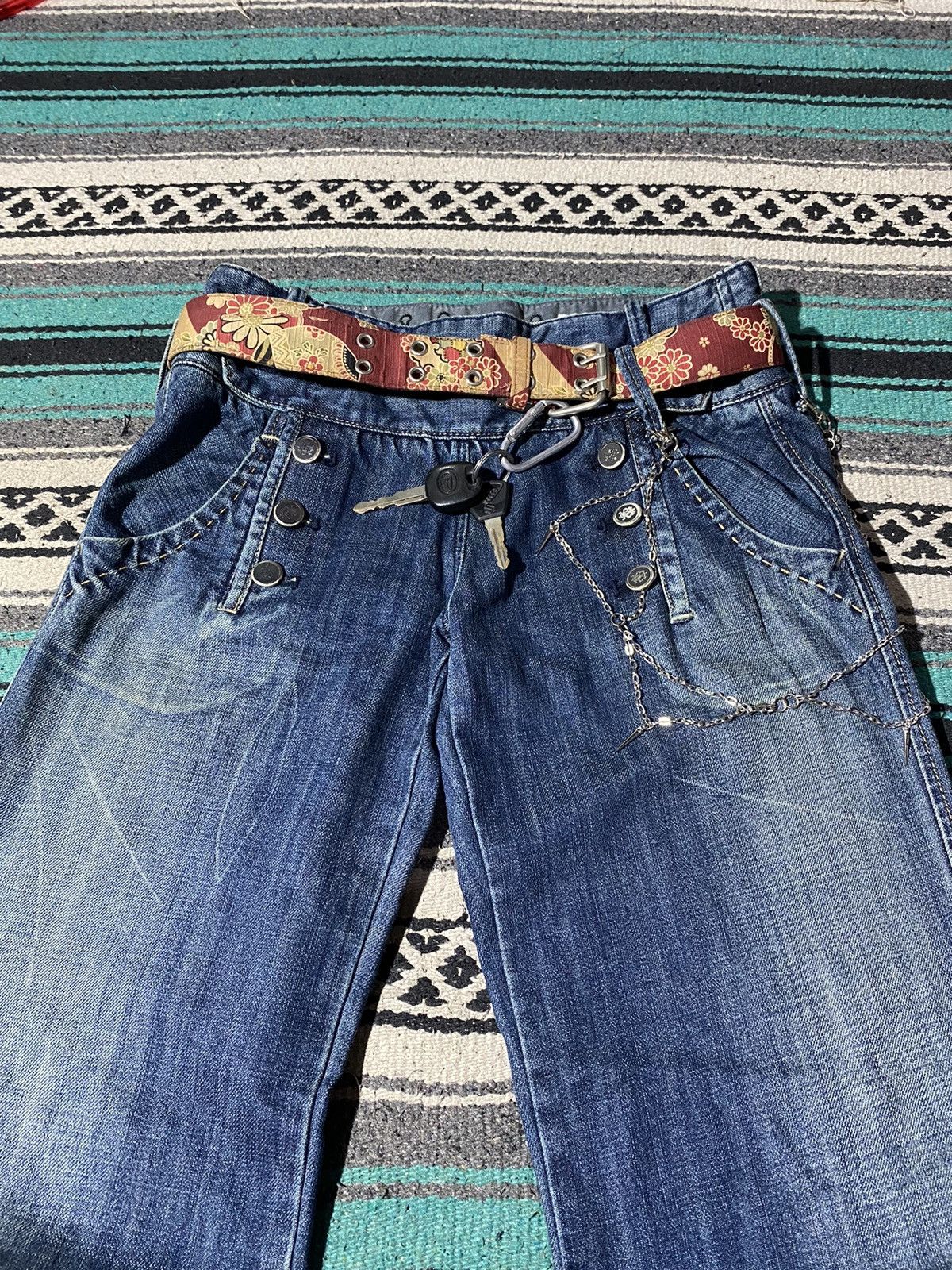 If Six Was Nine 2000s Crazy ! Antigauge Multi Button Denim Cotton Pants Size US 31 - 3 Thumbnail