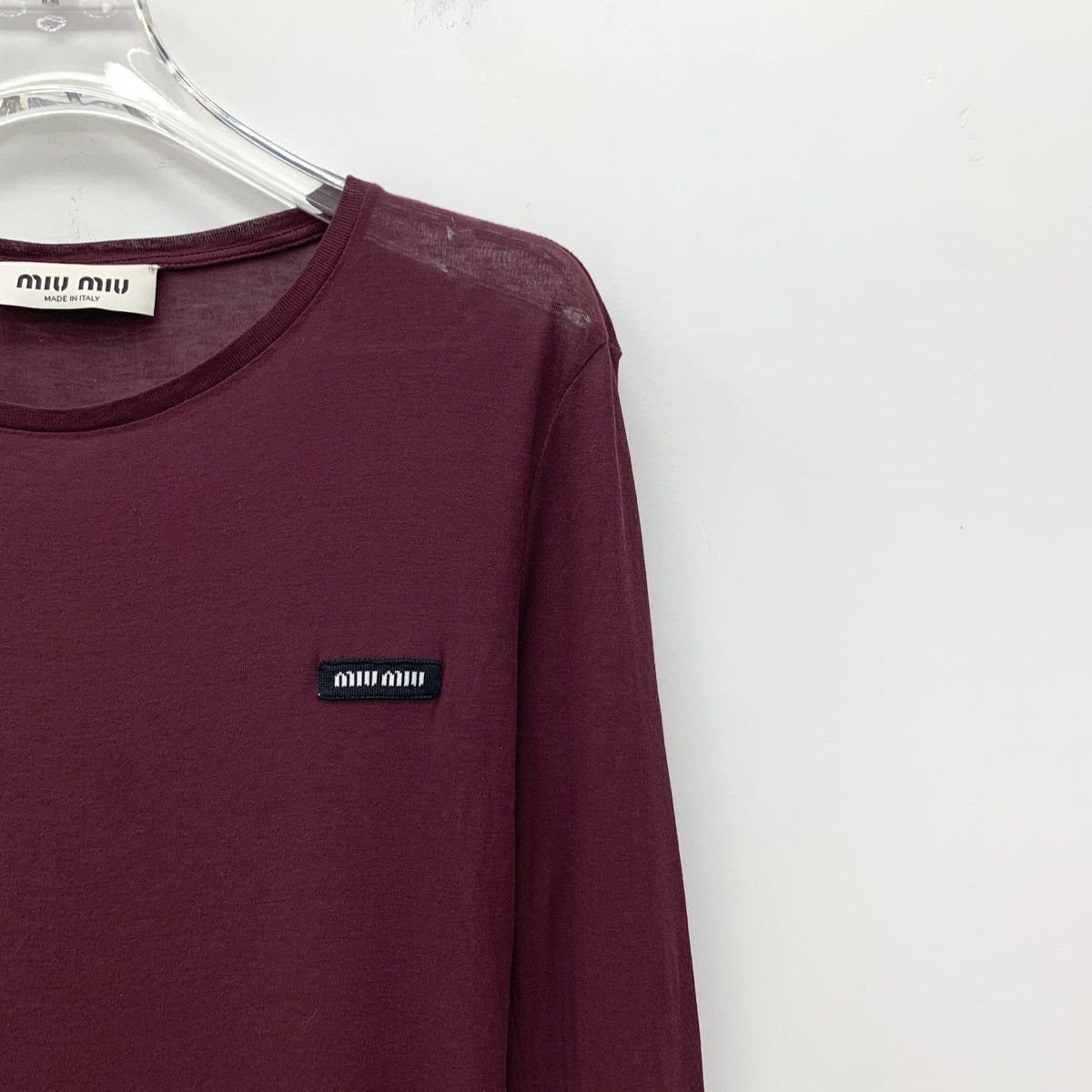 Miu Miu Miu Miu Dark Red Crew Neck Long Sleeve Slim Knit Dress K26WX Size XS / US 0-2 / IT 36-38 - 3 Thumbnail