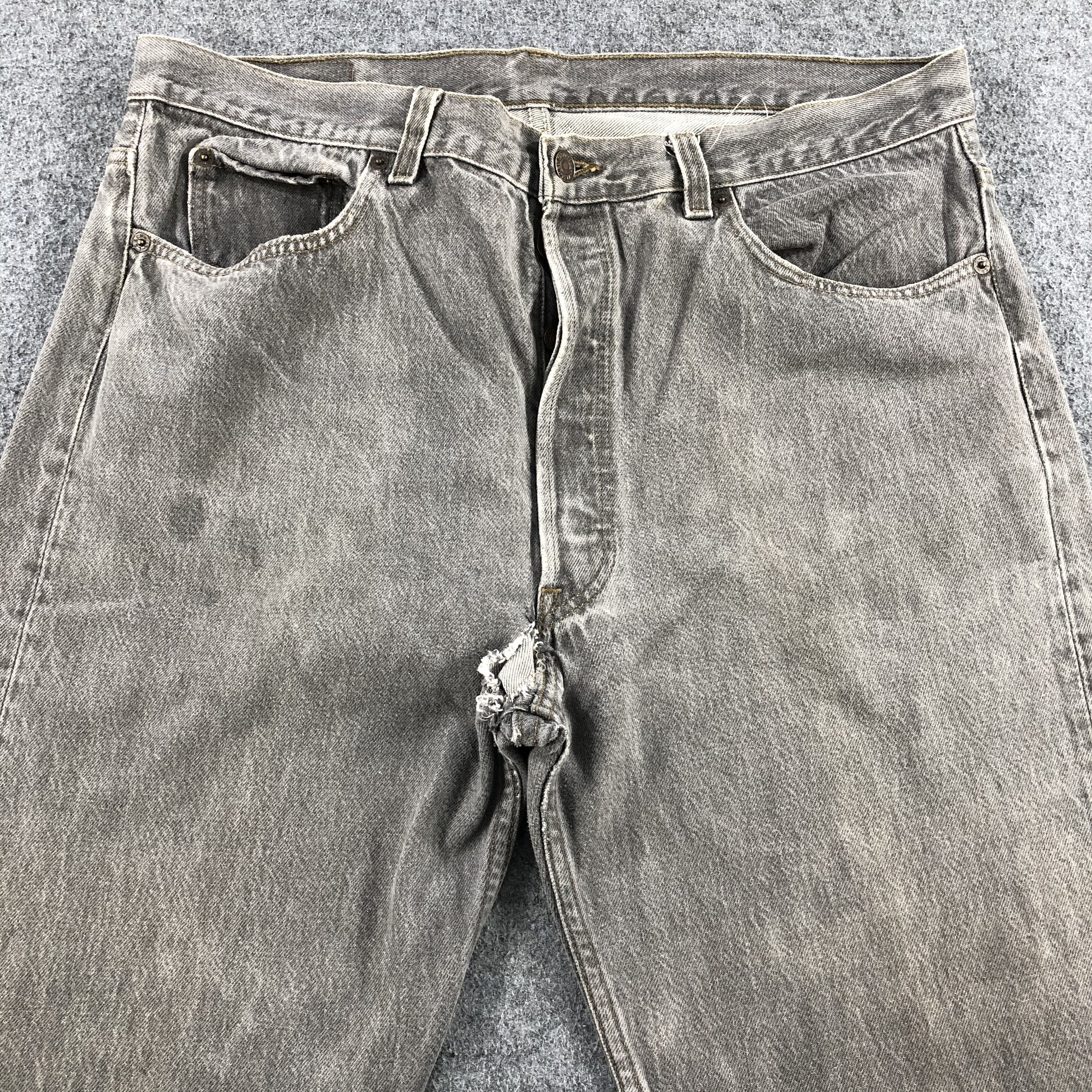 Levi's 90s Vintage Faded Black Levis 501 Jeans-J1481 Size US 37 - 3 Thumbnail
