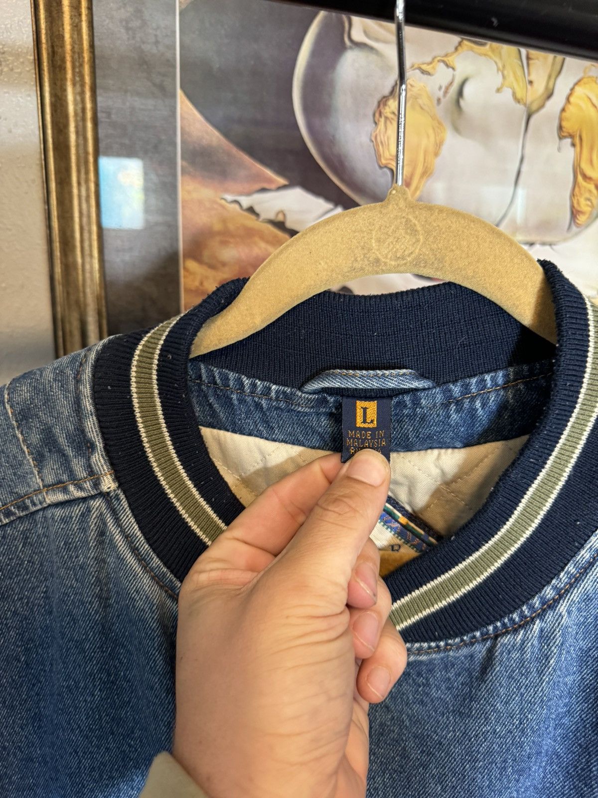 Vintage Vintage College City Beverage Two Tone Denim Jacket Size US L / EU 52-54 / 3 - 6 Thumbnail