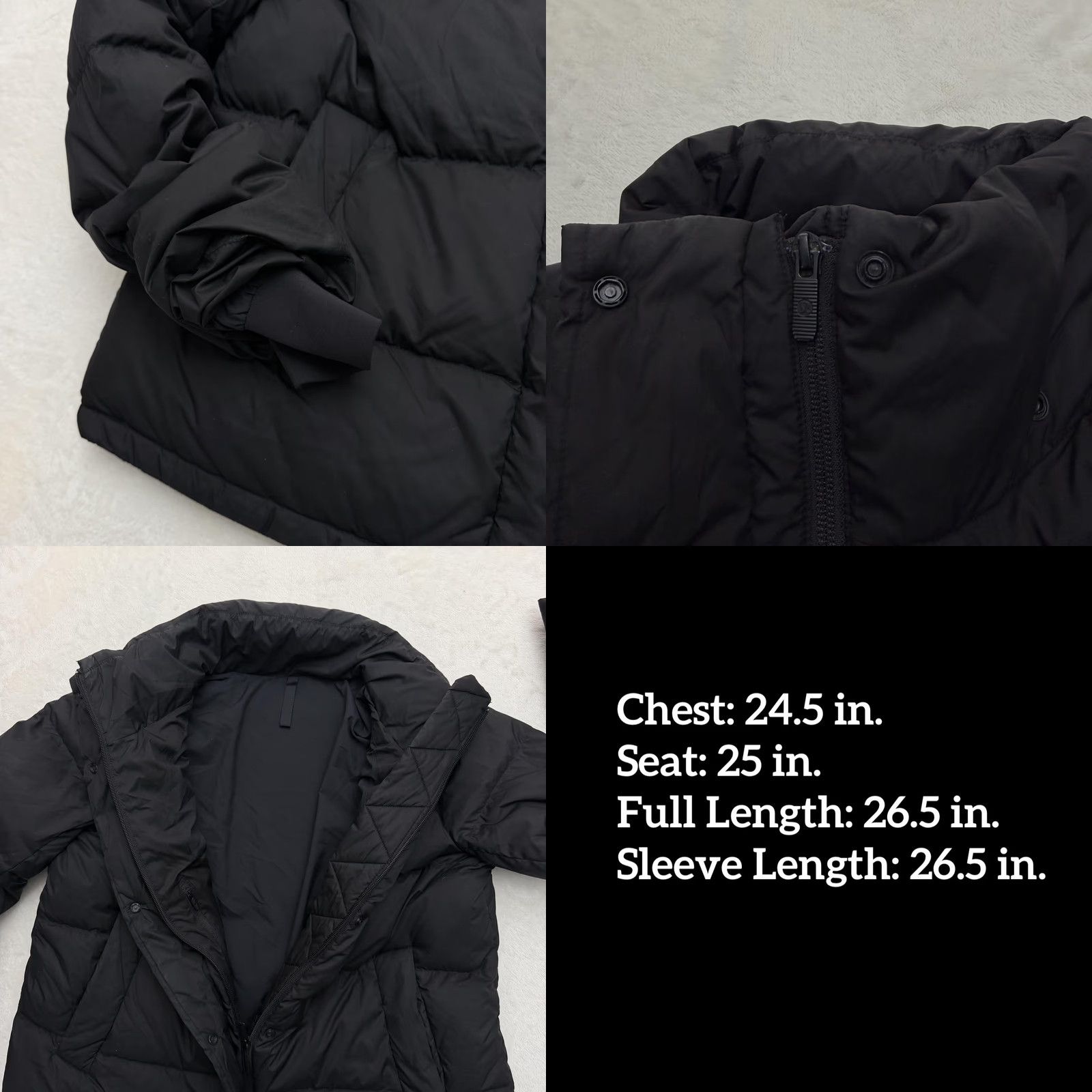 Lululemon Lululemon Jacket Womens 10 Black Down Puffer Insulated Full Zip Warm Winter Jacket Size L / US 10 / IT 46 - 8 Thumbnail