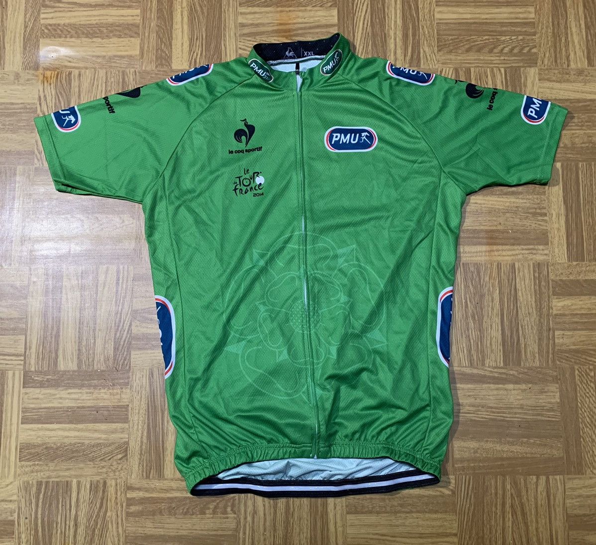 Le Coq Sportif 2014 TOUR DE FRANCE PMU GREEN LE COQ SPORTif JERSEY Size US XXL / EU 58 / 5 - 3 Thumbnail