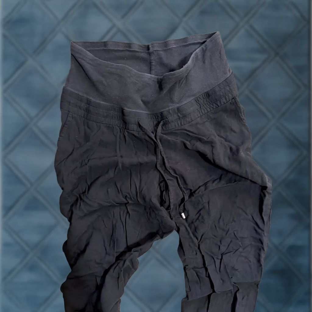 H&M H&M Mama Jersey Pants Womens S Black Straight Leg Smocked Waist Pockets US Size S / US 4 / IT 40 - 1 Thumbnail