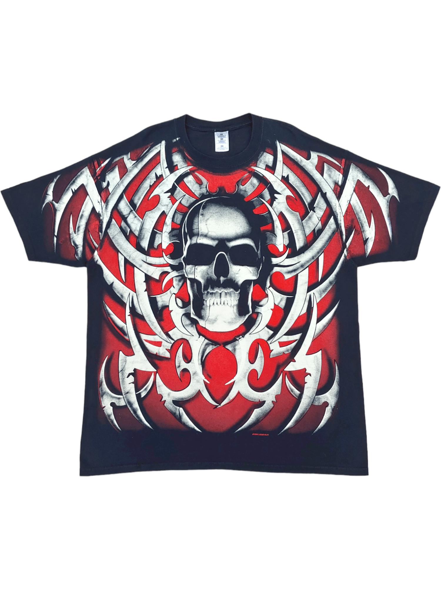 Liquid Blue Rare Vintage 90s Liquid Blue Skull All Over Print 1998 Tee Size US XL / EU 56 / 4 - 1 Thumbnail