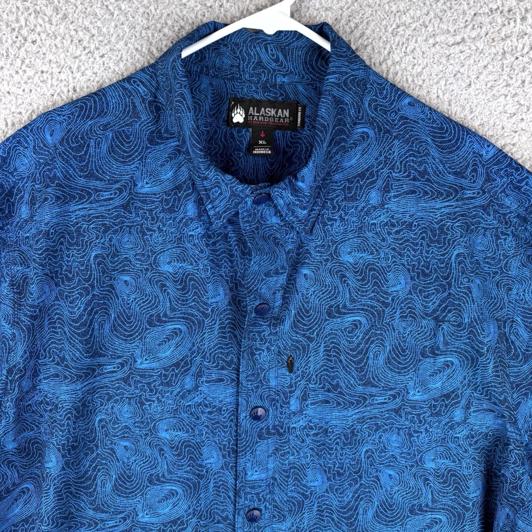 Gloverall Alaskan Hardgear Shirt Mens XL Blue Paisley All Over Print Short Sleeve Size US XL / EU 56 / 4 - 2 Thumbnail