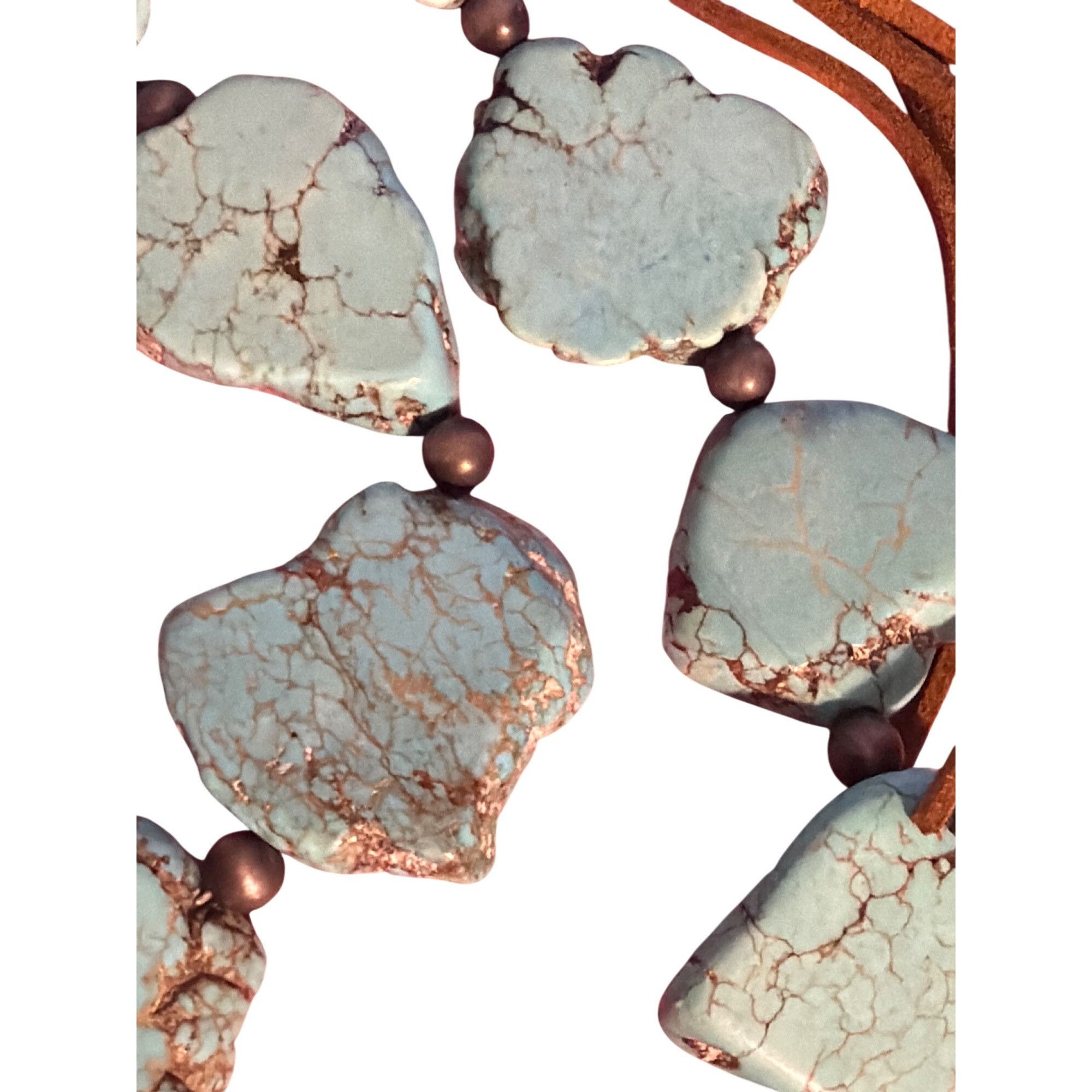 Other Vintage Turquoise Flat Stones Leather Cord Belt Necklace Boh Size ONE SIZE - 3 Thumbnail