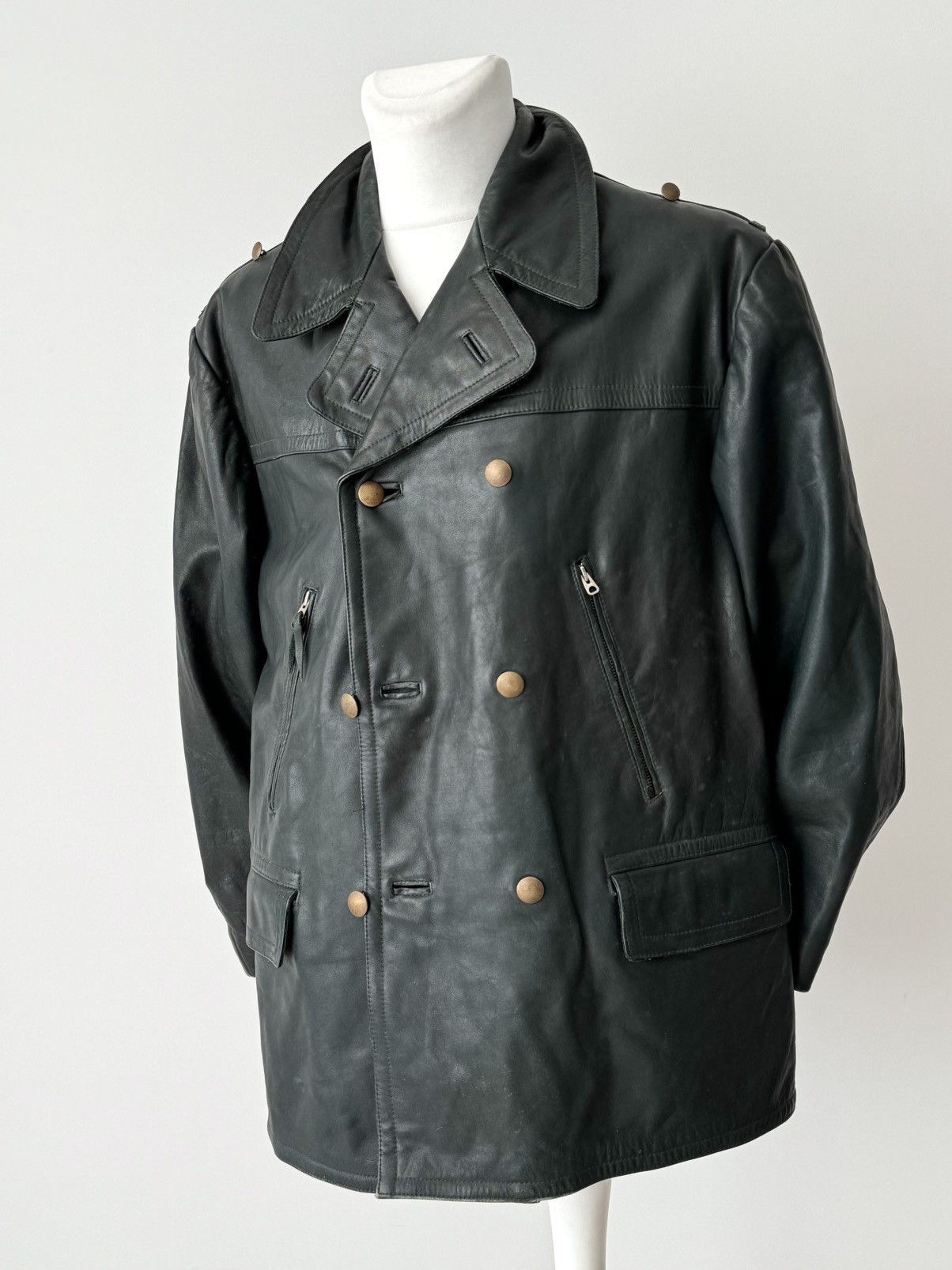 Vintage 1950s Vintage German Dispatch Riders Leather Jacket Size US L / EU 52-54 / 3 - 3 Thumbnail
