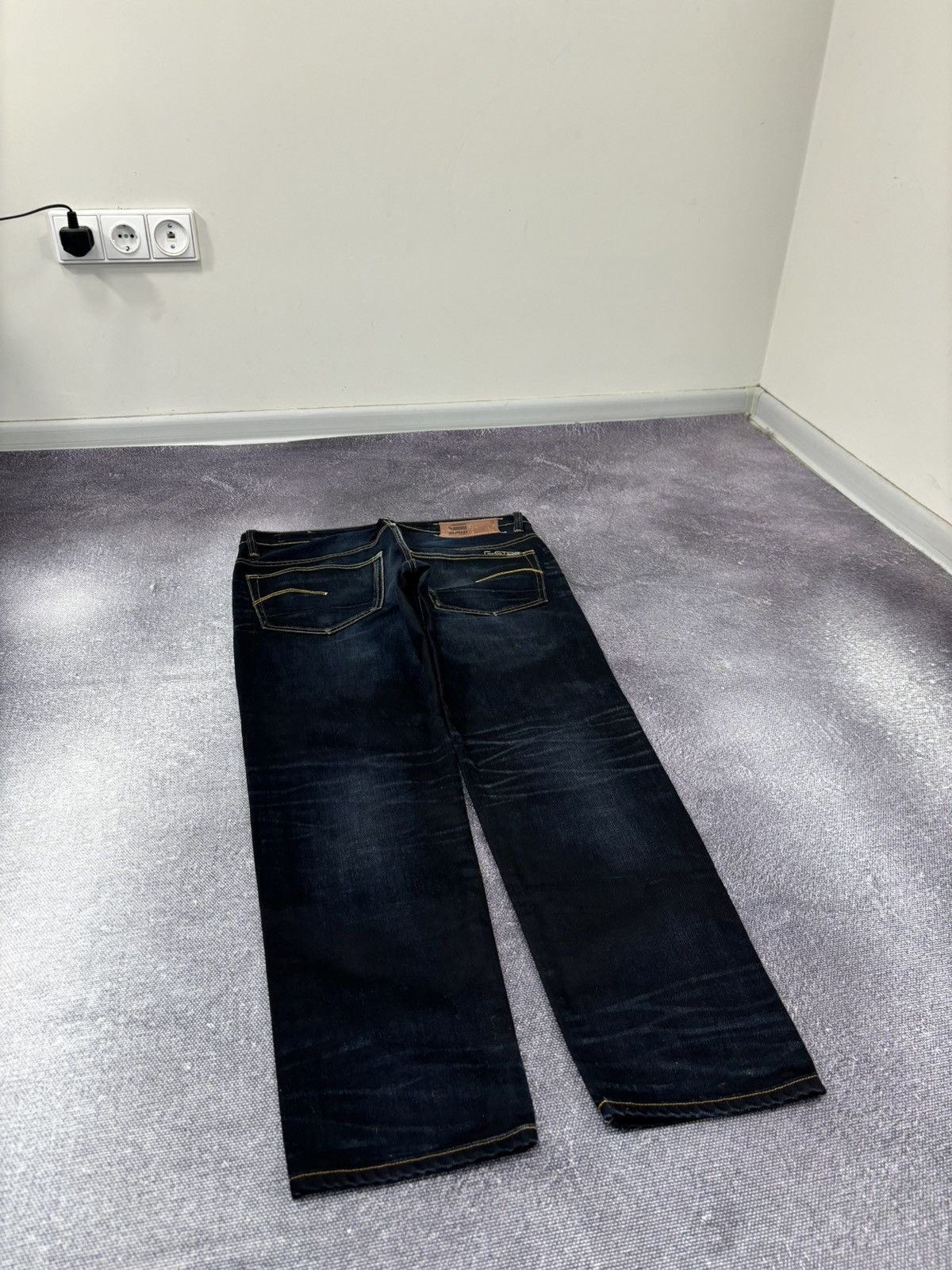 G-Star Vintage G-Star Raw Avant Garde Faded Navy Denim Biker Jeans Size US 33 - 3 Thumbnail