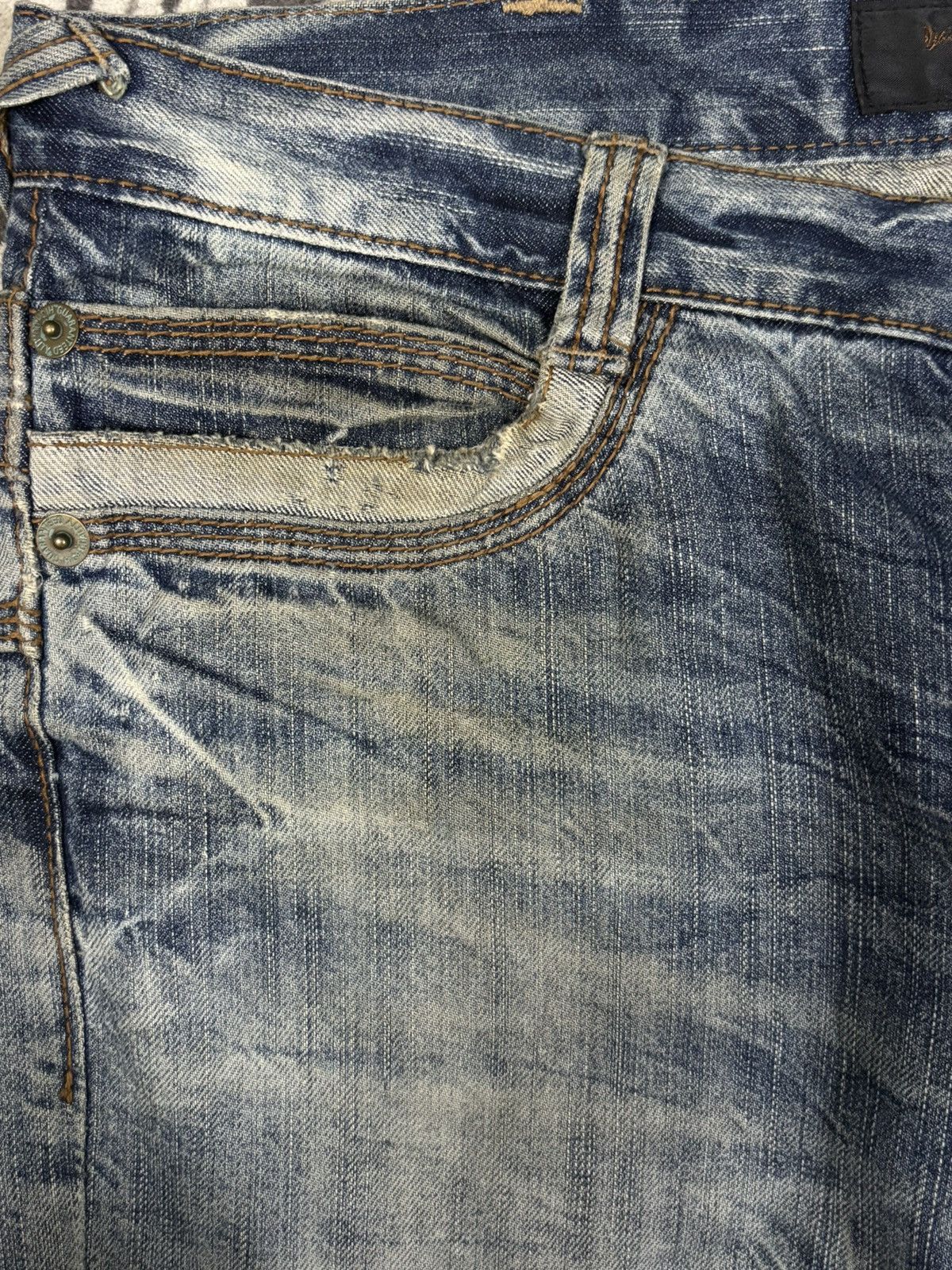 Beauty Beast Japanese Brand Double Waist Cracked Mud Wash Baggy Jeans Size US 34 / EU 50 - 4 Thumbnail