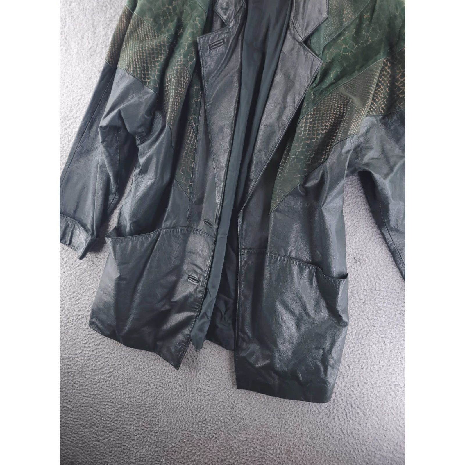 Vintage VINTAGE Avanti Jacket Womens M Green Leather Duster Overcoat Real Genuine Overcoat Size M / US 6-8 / IT 42-44 - 3 Thumbnail