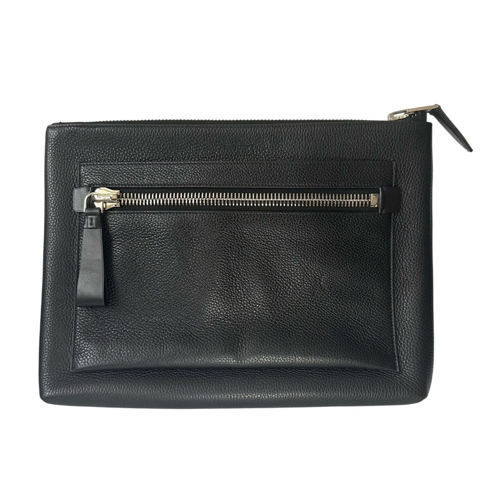 Tom Ford Buckley Leather Big Zip Clutch Black Pebbled Leather Size ONE SIZE - 1 Thumbnail