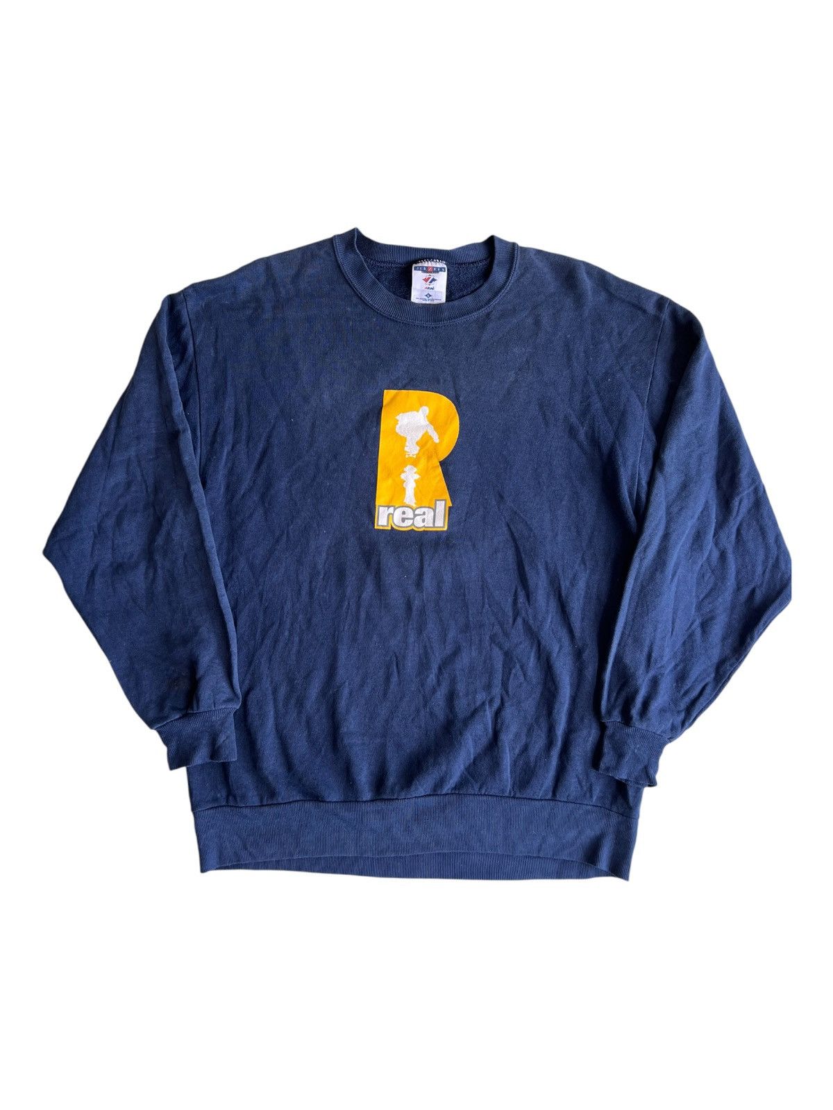 Hook-Ups × Powell Peralta × Vintage 1990s REAL SKATEBOARD Trademark Logo Crewneck Sweatshirt Size US L / EU 52-54 / 3 - 2 Thumbnail