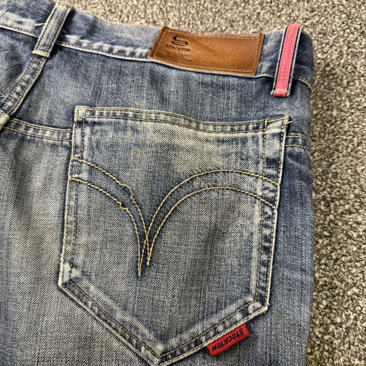 Japanese Brand 🔥🇯🇵 Vintage 90s Avant Garde Light Wash Stockton Denim Size US 34 / EU 50 - 10 Thumbnail