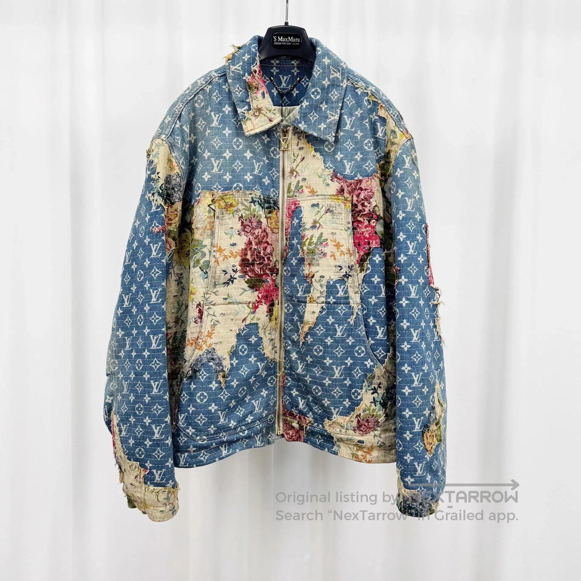 Louis Vuitton Blue Denim Jacket with Floral Patchwork. Size US M / EU 48-50 / 2 - 1 Thumbnail