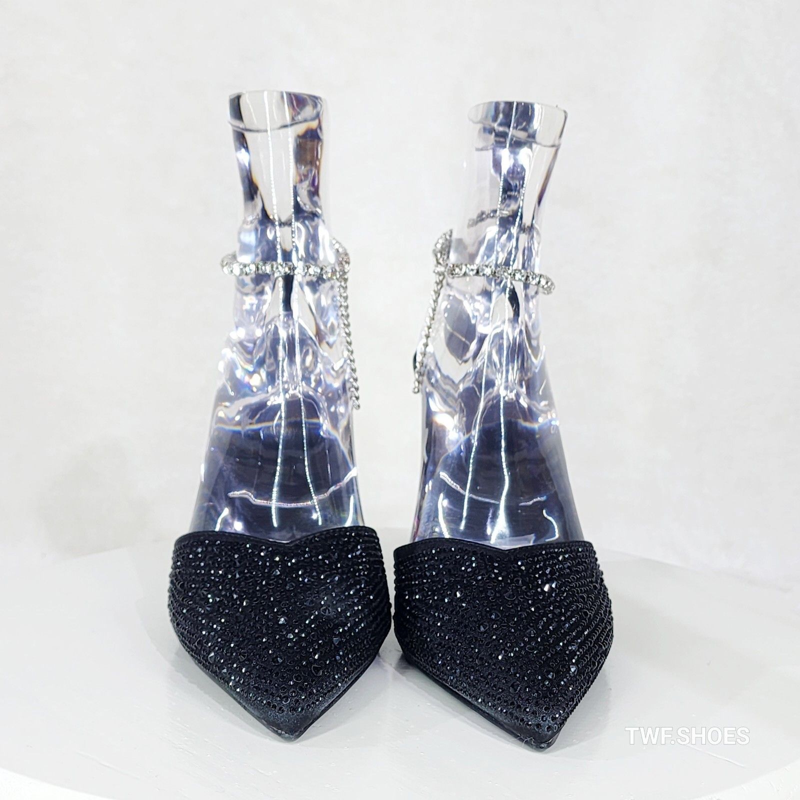 Other Simply Sexy Slip on Ankle Bracelet Black Rhinestone Pointy T Size US 8.5 / IT 38.5 - 5 Thumbnail