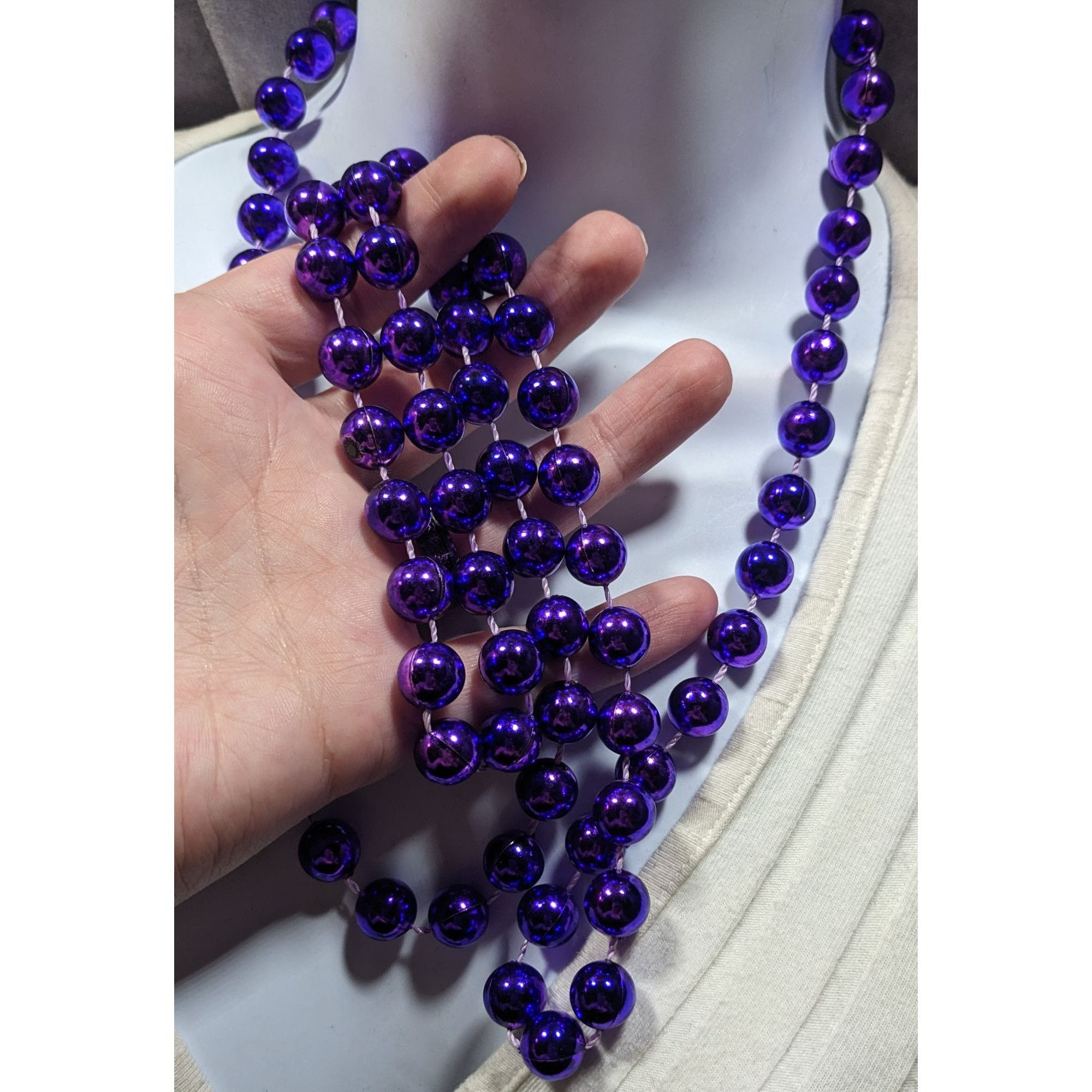 Other Metallic Purple Large Beaded Costume Necklace Size ONE SIZE - 3 Thumbnail