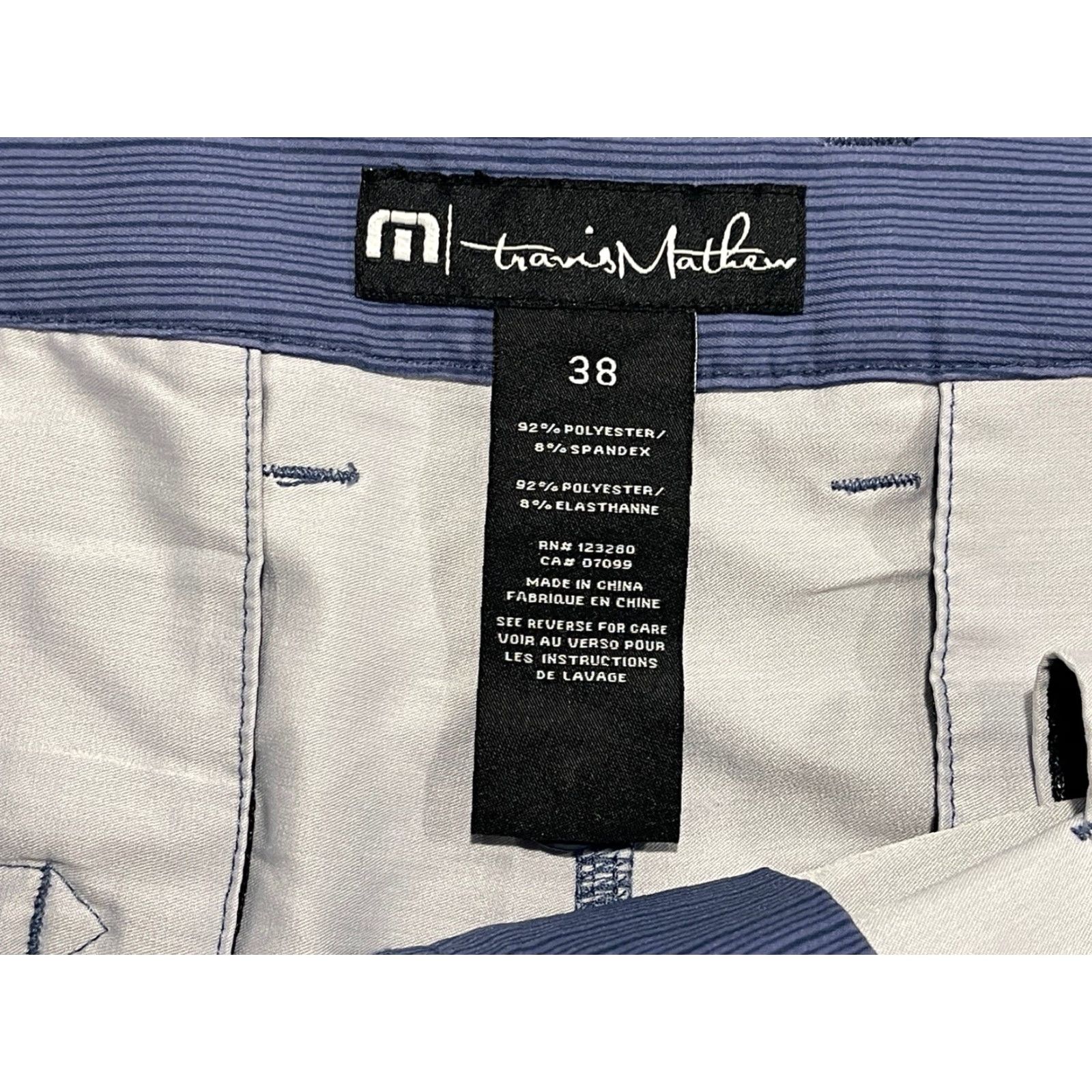 TravisMathew Travis Mathew Chino Shorts Men Blue 39 Waist Lightweight Casual Golf Regular Size 38 39in Pockets Striped Outdoor Mens Size US 39 - 4 Thumbnail