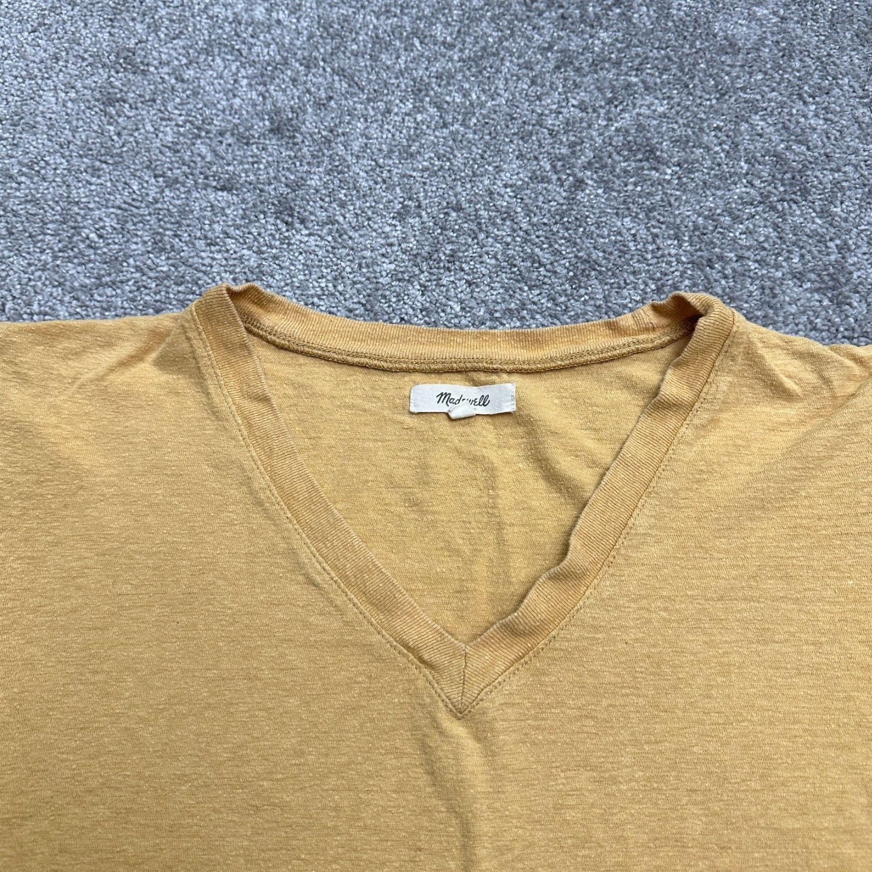 Madewell Madewell T-Shirt Womens Small Yellow V-Neck Cropped Sleeveless Cropped Top Hemp Cotton Casual Vintage No 90s? Size S / US 4 / IT 40 - 3 Thumbnail