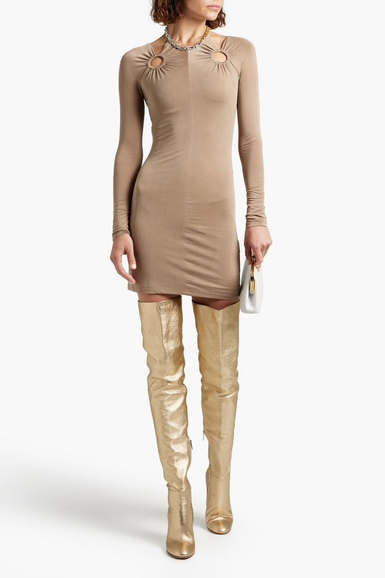 Dion Lee DION LEE Cutout cupro-blend mini dress Mushroom UK 6 Size XS / US 0-2 / IT 36-38 - 2 Thumbnail