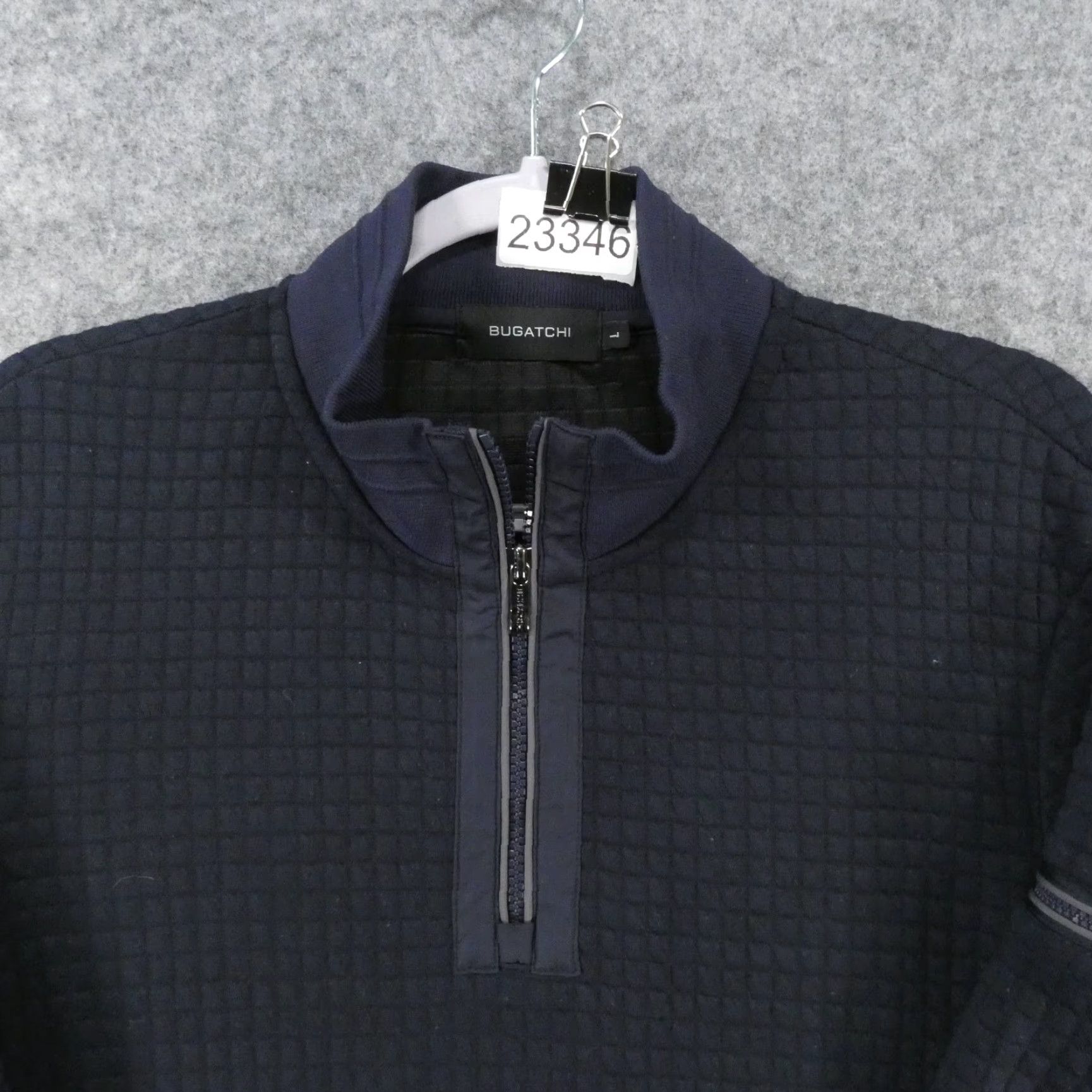 BUGATCHI BUGATCHI Mens Large Stretch Long Sleeve Navy 1/4 Zip Waffle Fleece Pullover Sweater Size US L / EU 52-54 / 3 - 2 Thumbnail