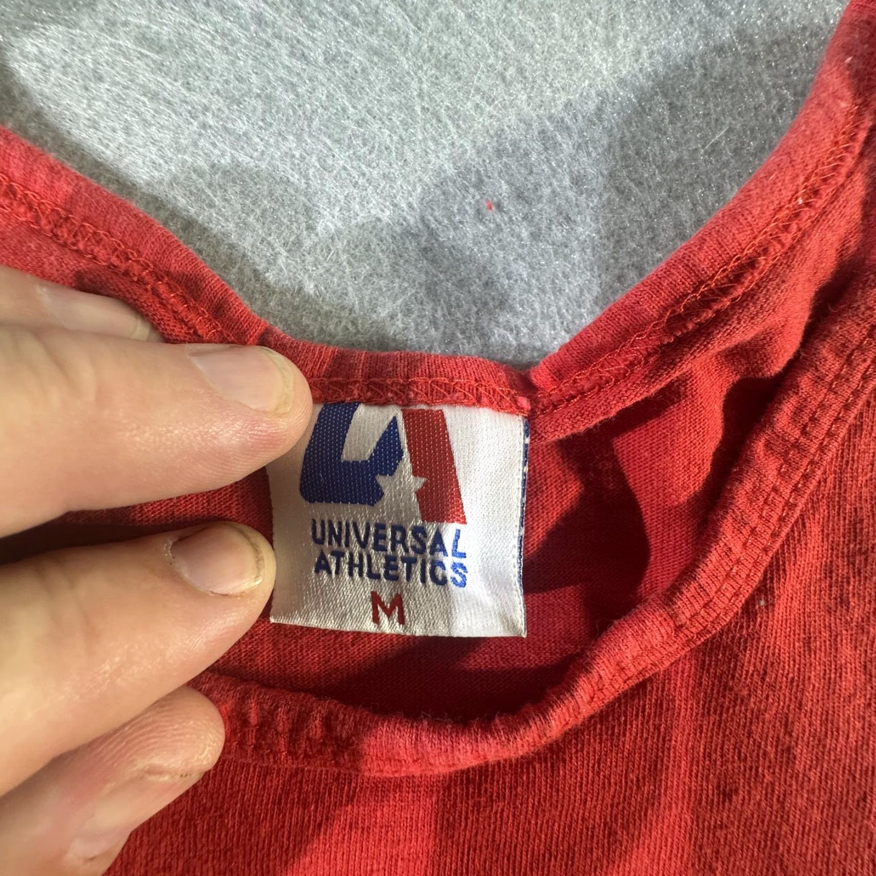 Vintage VINTAGE Universal Athletics Shirt Mens Medium Sleeveless Tank Top 80s Athletic Red Crew Neck Cotton Size US M / EU 48-50 / 2 - 6 Thumbnail