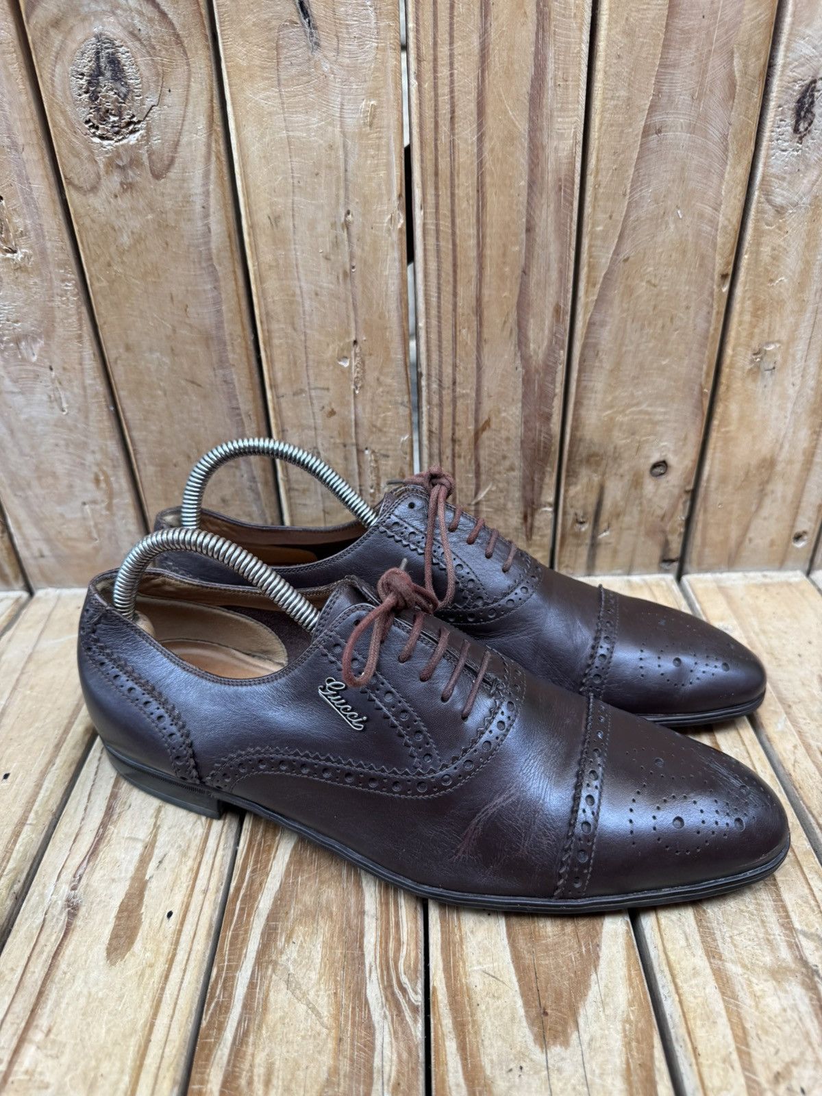 Gucci Gucci brown Cap Toe Leather Men's Dress Shoes UK 6 USA 6.5 Size US 6.5 / EU 39-40 - 2 Thumbnail