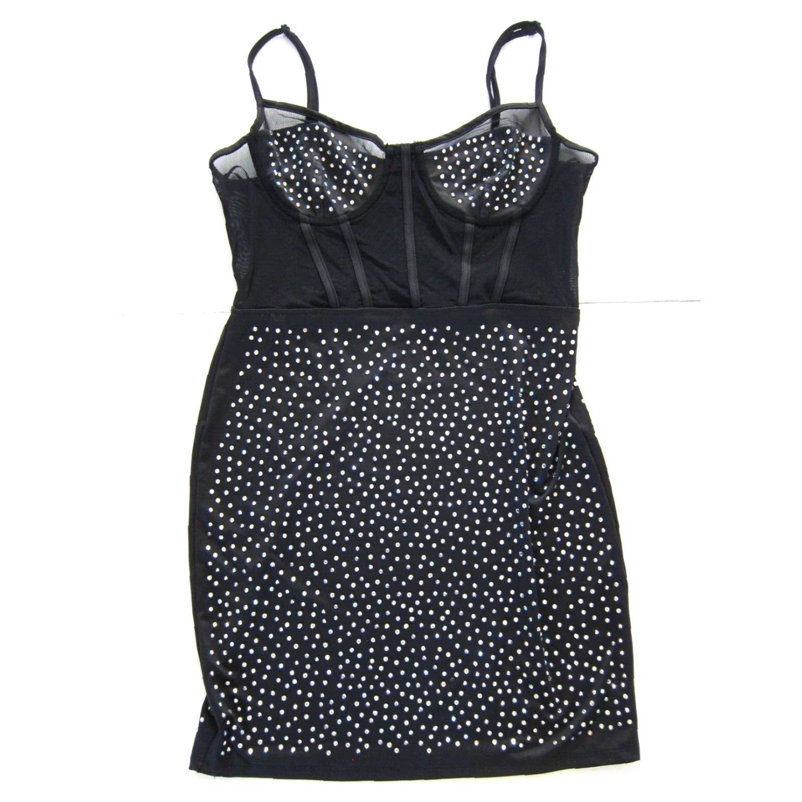 Vintage Blashe Black Diamond Stretch Underwire Spaghetti Strap Bodycon Dress Medium Size M / US 6-8 / IT 42-44 - 2 Thumbnail