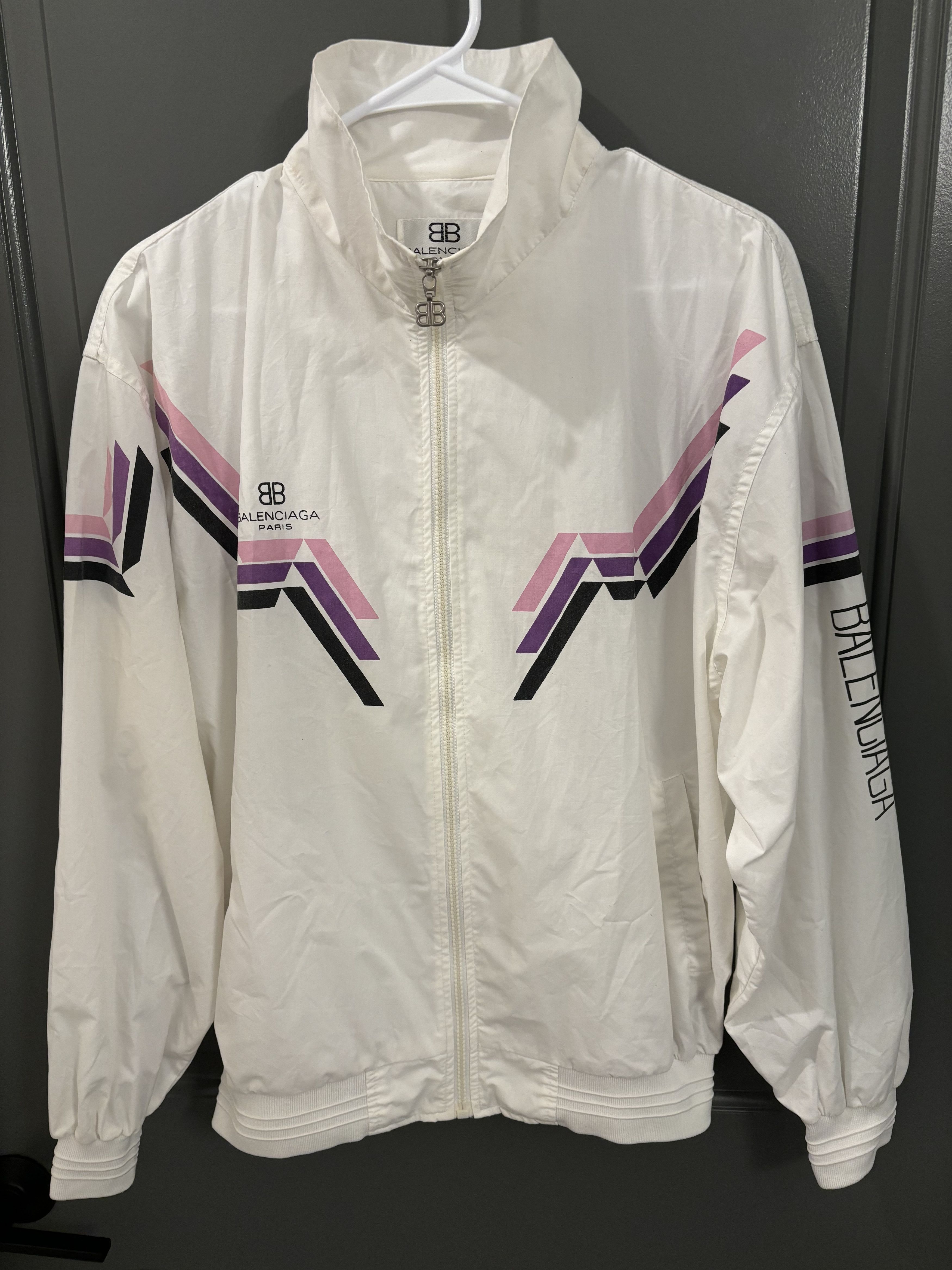 Balenciaga 1980s Balenciaga White Track Jacket Size US M / EU 48-50 / 2 - 7 Thumbnail
