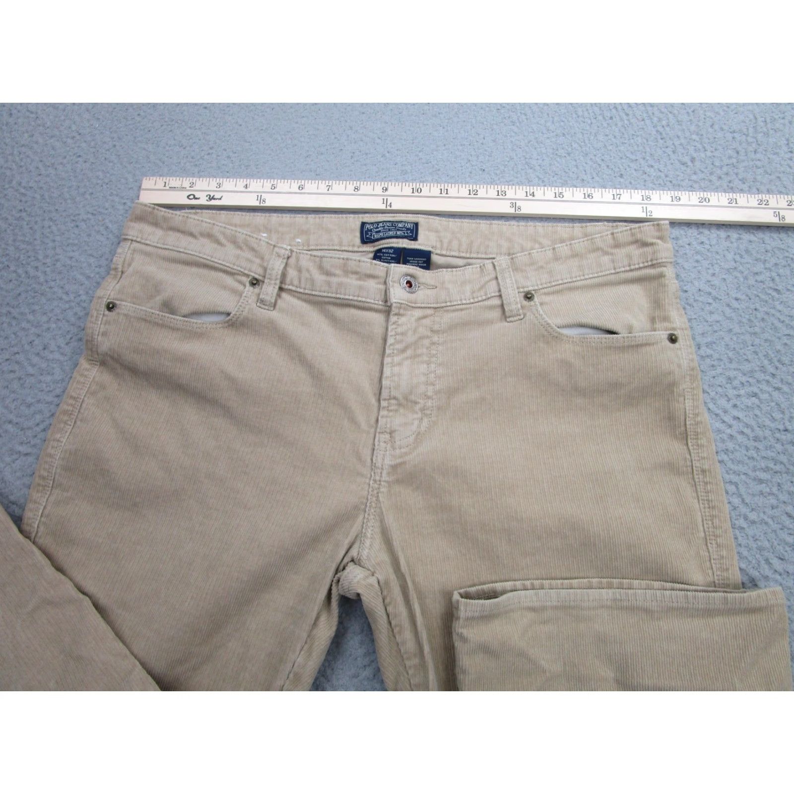 Ralph Lauren Ralph Lauren Pants Womens 14x32 Beige Corduroy Straight Leg Flat Front Cotton Size 36" / US 14 / IT 50 - 3 Thumbnail