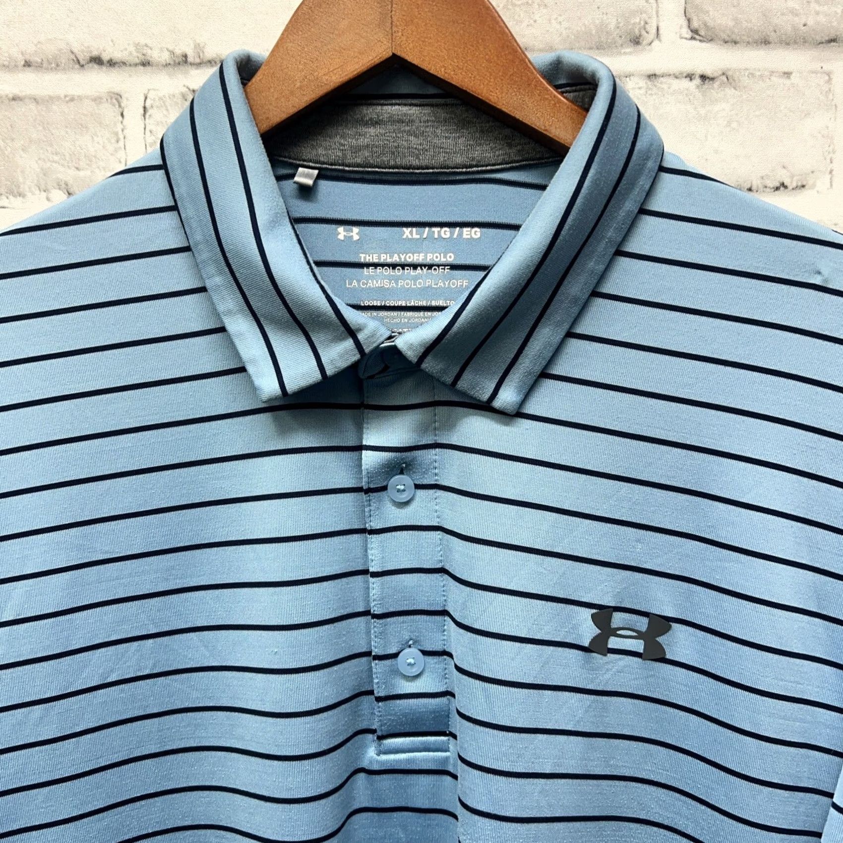Under Armour Under Armour PLAYOFF Polo Shirt Striped Blue Mens XL Front Size US XL / EU 56 / 4 - 2 Thumbnail