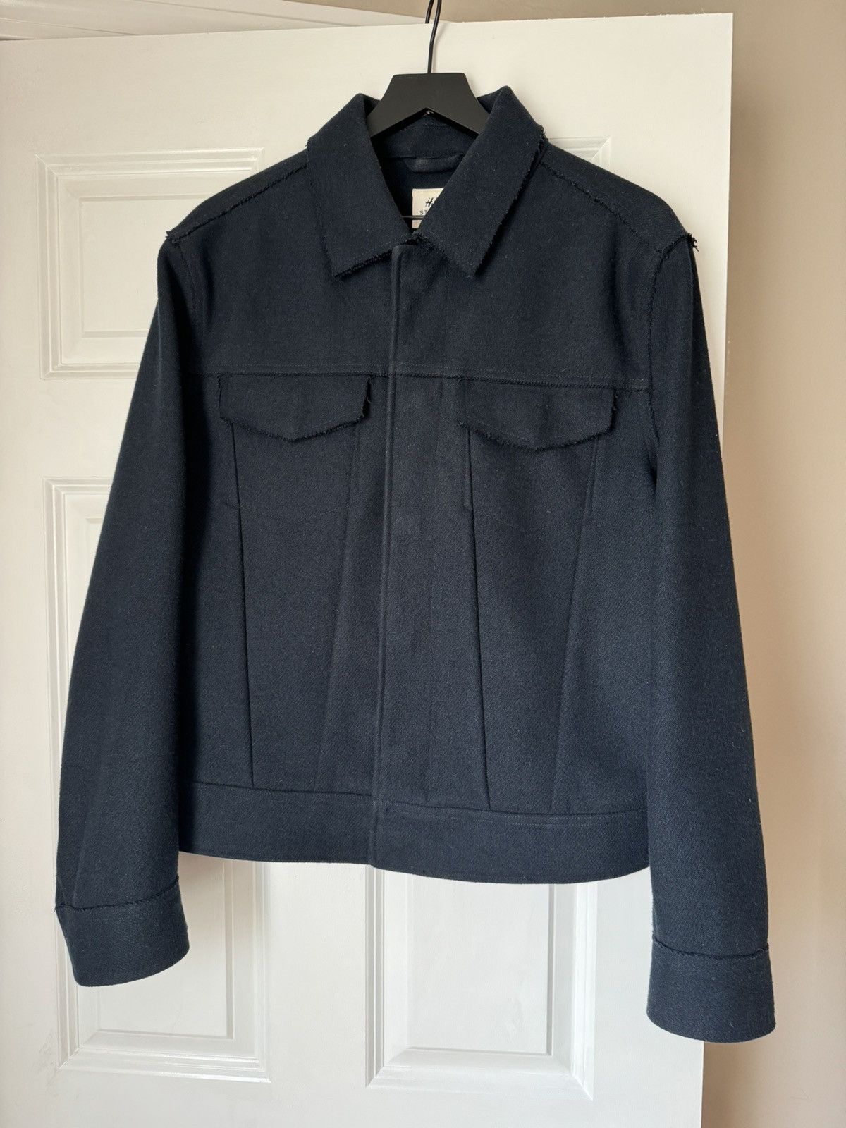 H&M A/W 2016 H&M Studio Wool Trucker Jacket Frayed Size US L / EU 52-54 / 3 - 1 Thumbnail
