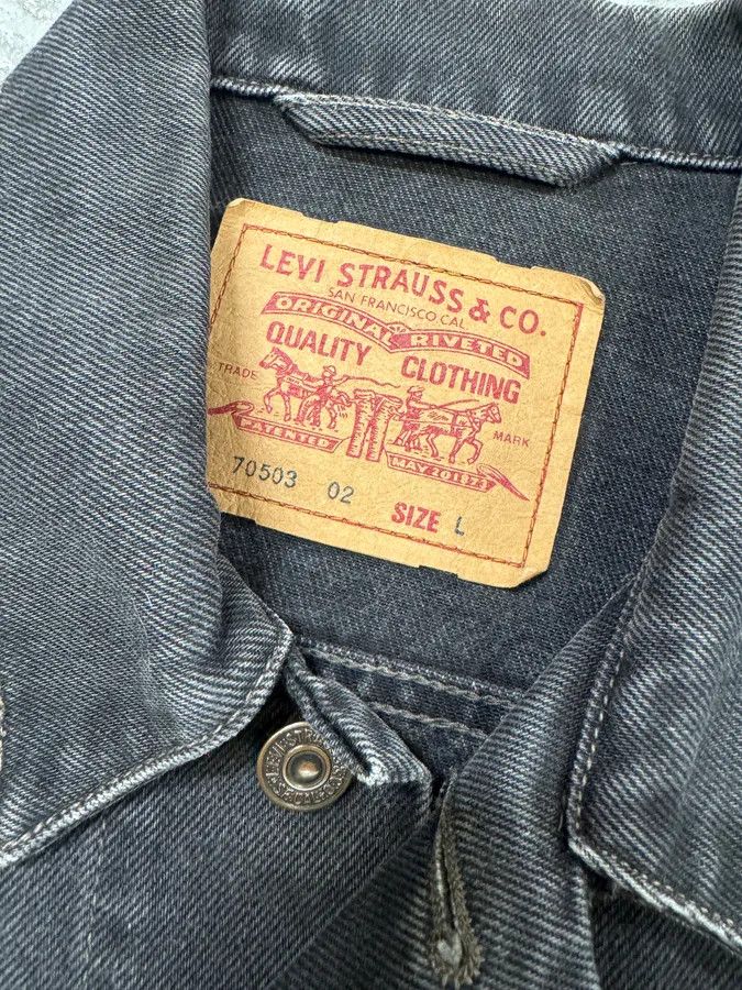 Designer × Levi's × Vintage Levi’s Dark Grey Brut Buttoned Denim Trucker Jacket Size US L / EU 52-54 / 3 - 7 Thumbnail