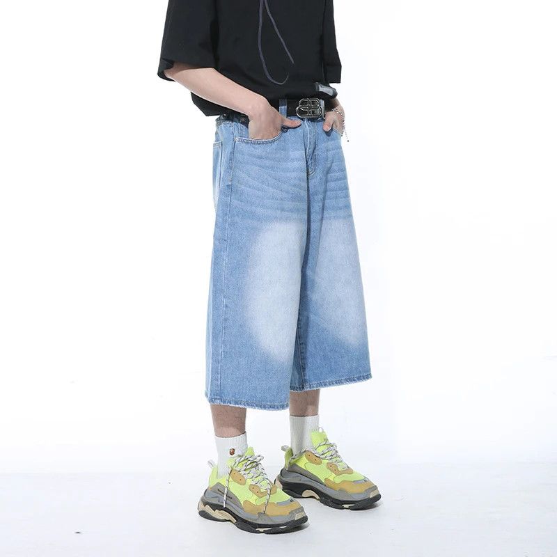 Japanese Brand Casual Male Jeans Wide Leg Denim Jorts Size US 33 - 4 Thumbnail