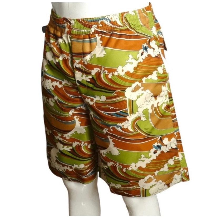 Gucci Gucci Green & Brown Wave-Print Swim Board Shorts Sz 54/XXL Size US 38 / EU 54 - 1 Thumbnail
